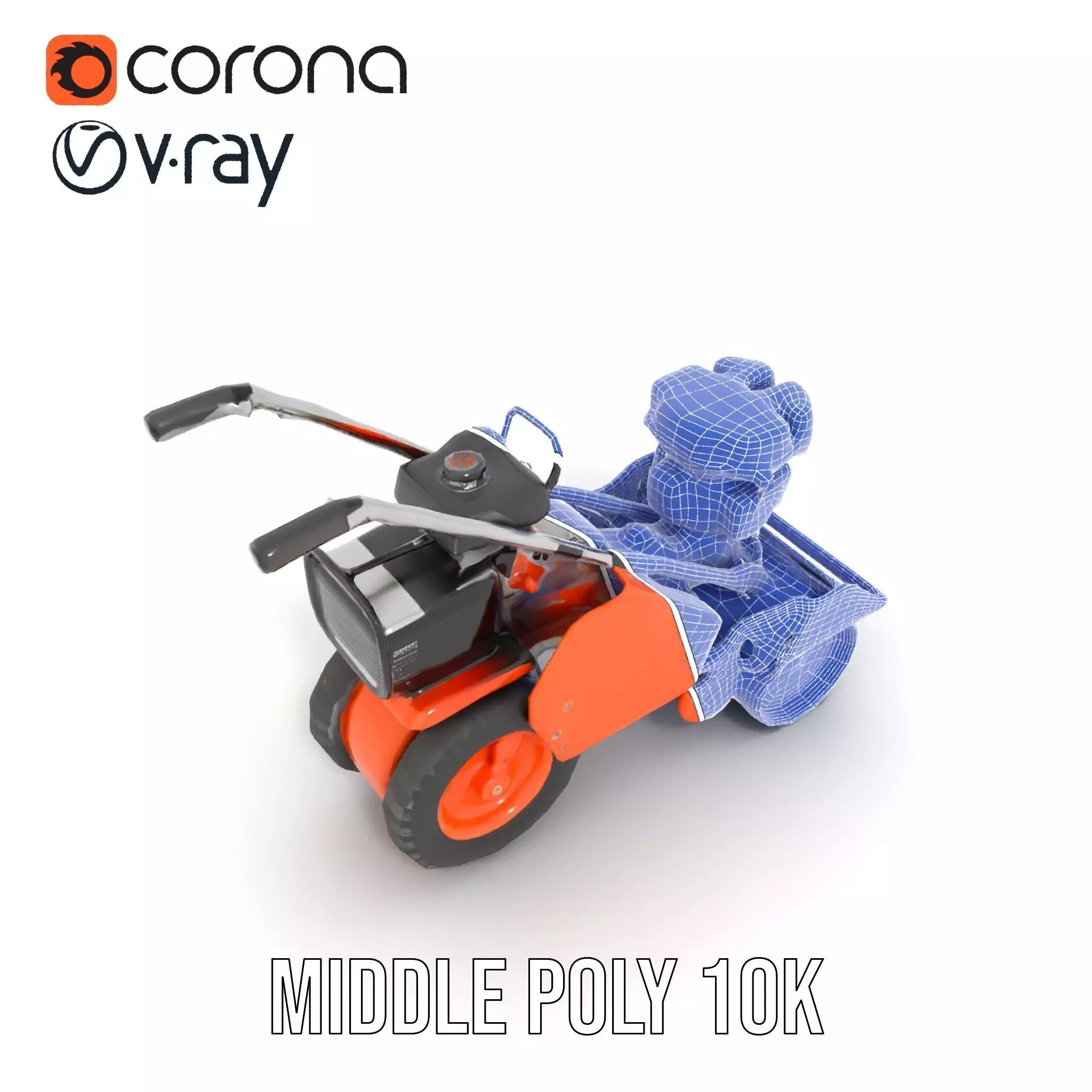 Vibrant Orange Compactor model pack Low-poly 3D model_26