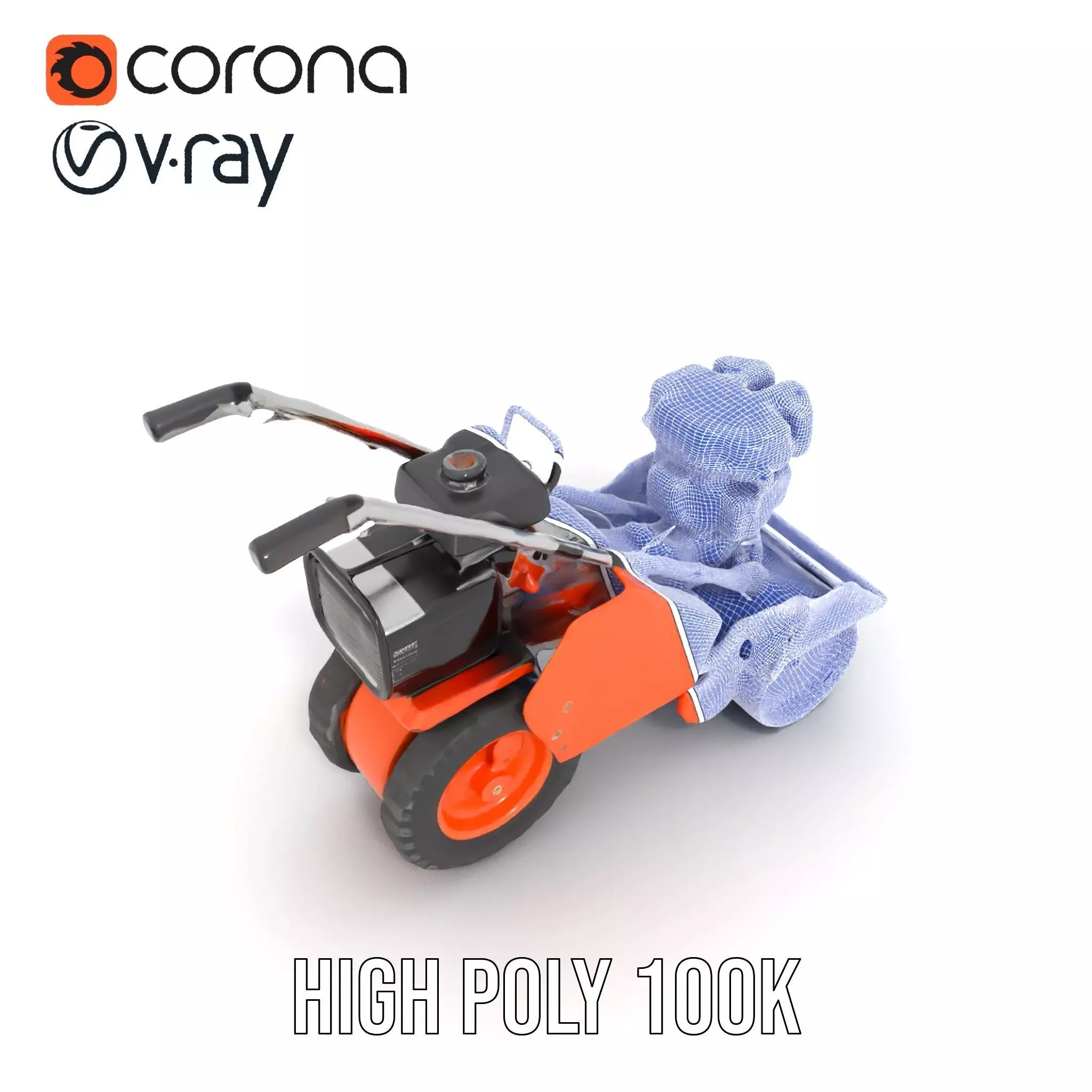 Vibrant Orange Compactor model pack Low-poly 3D model_28