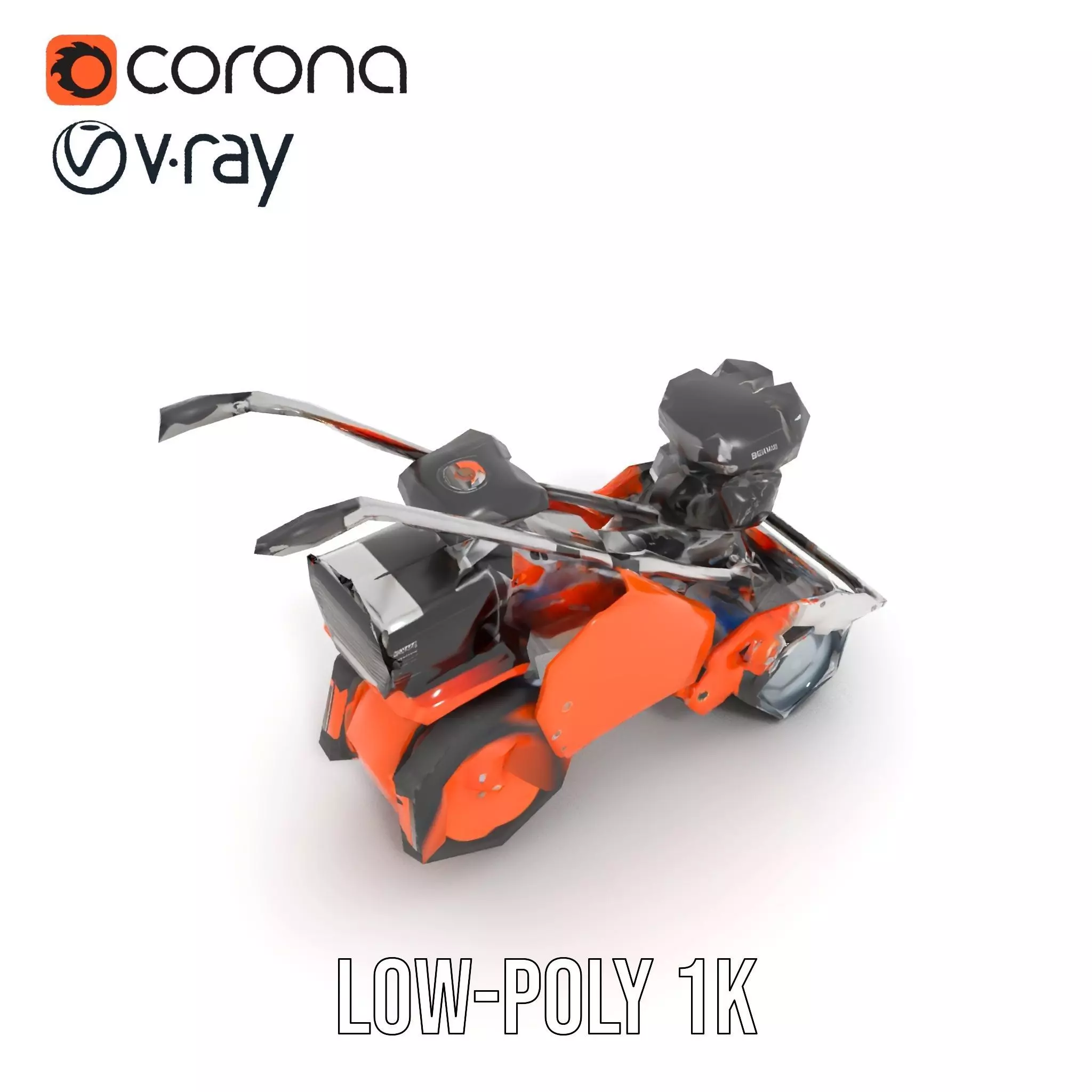 Vibrant Orange Compactor model pack Low-poly 3D model_9