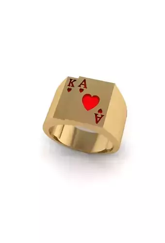 PLAYING CARDS RING ACE AND KING OF HEARTS