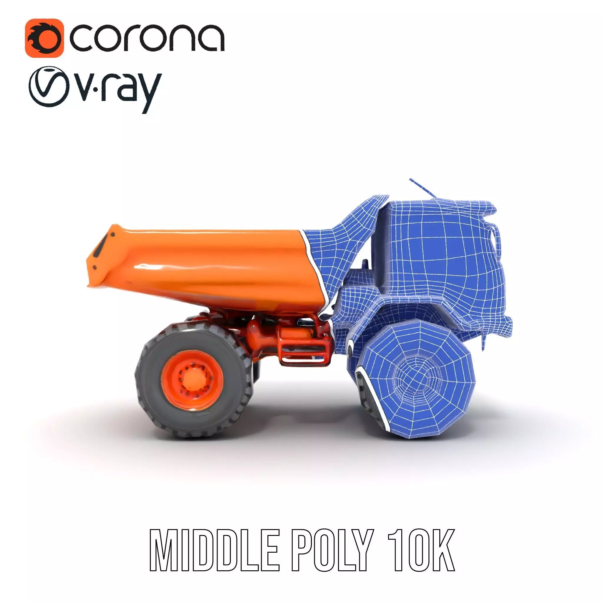 Orange Dump Truck model pack Low-poly 3D model_25
