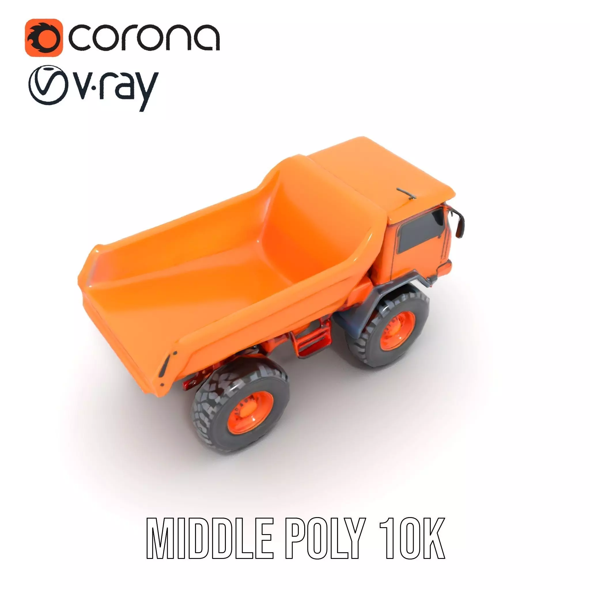 Orange Dump Truck model pack Low-poly 3D model_19