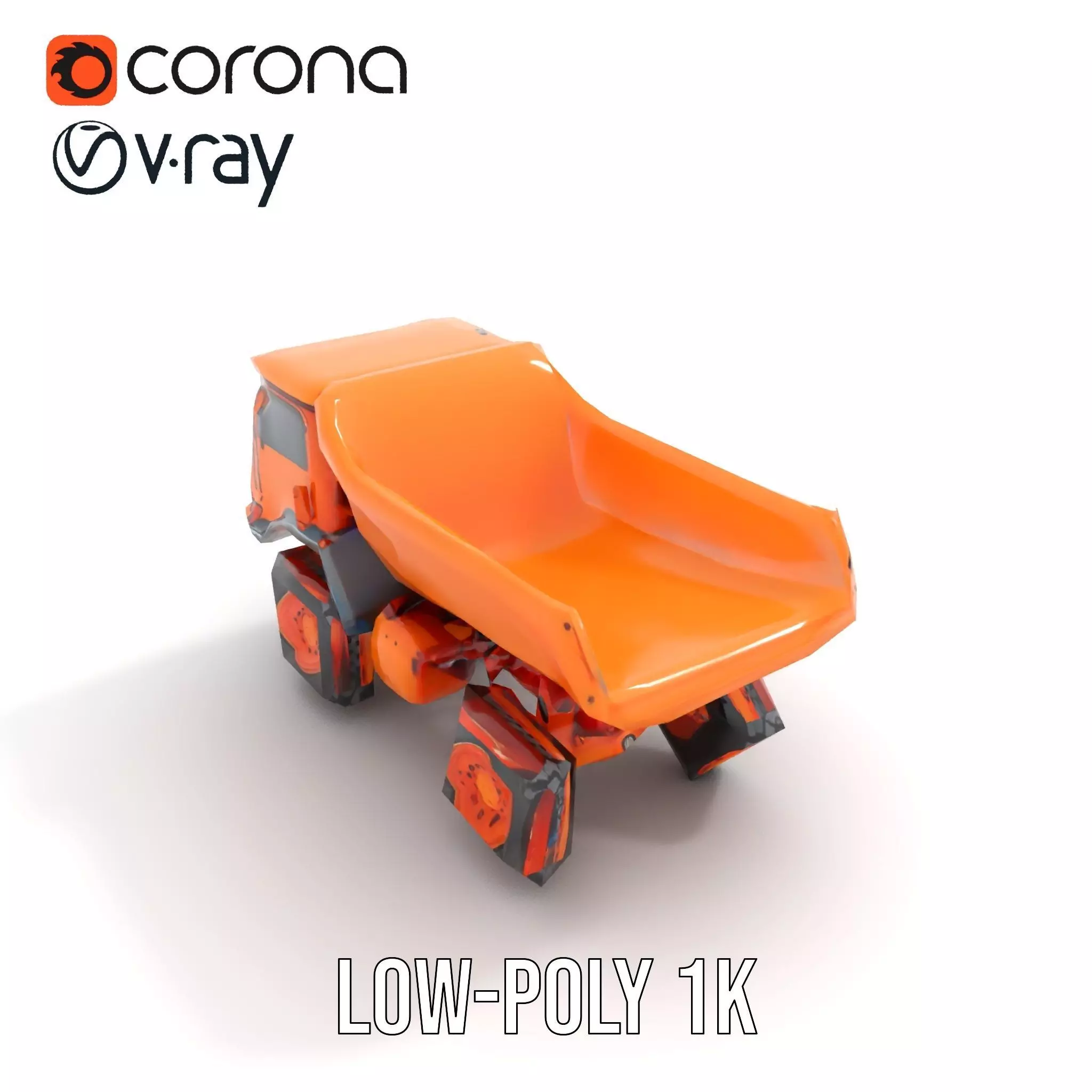 Orange Dump Truck model pack Low-poly 3D model_9