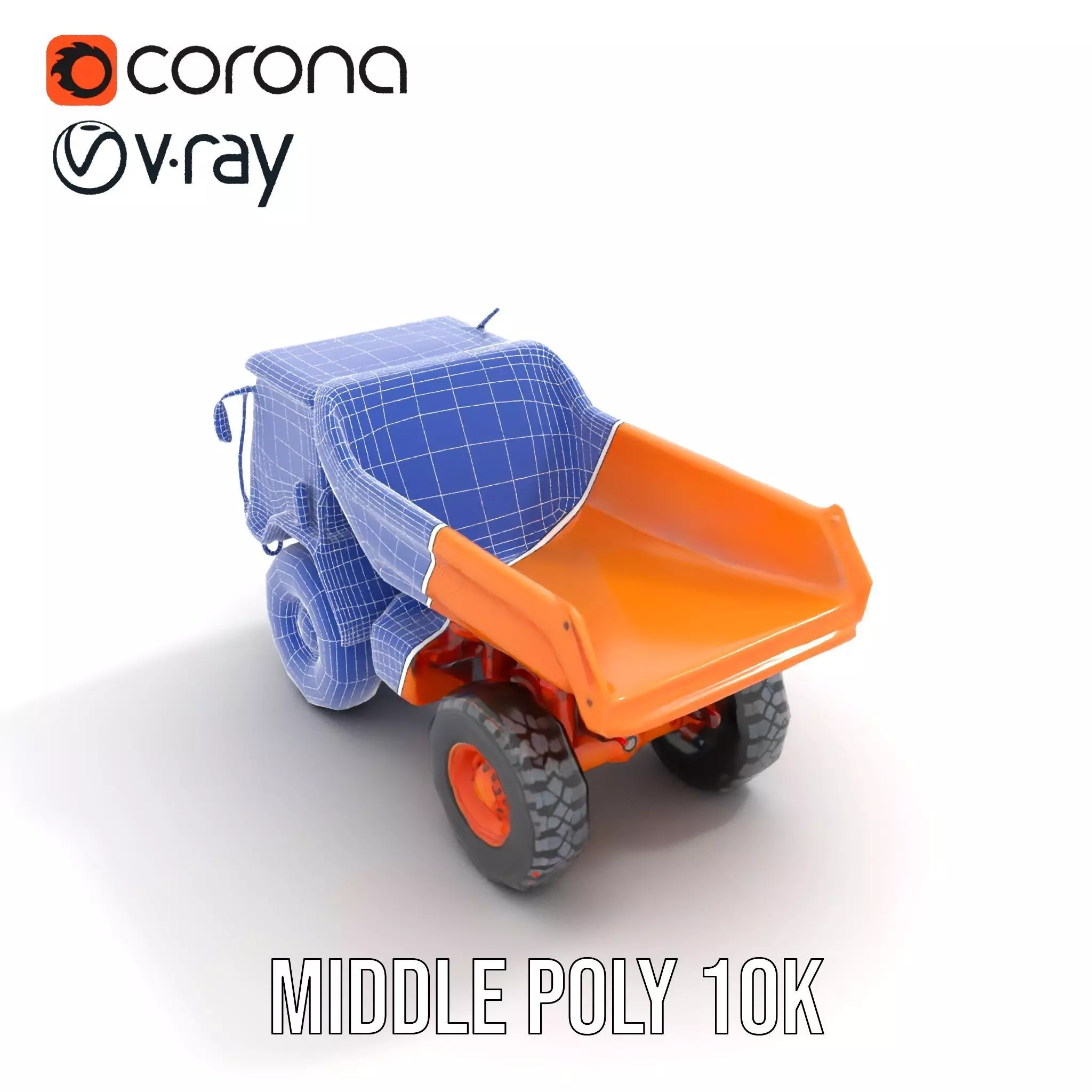 Orange Dump Truck model pack Low-poly 3D model_5