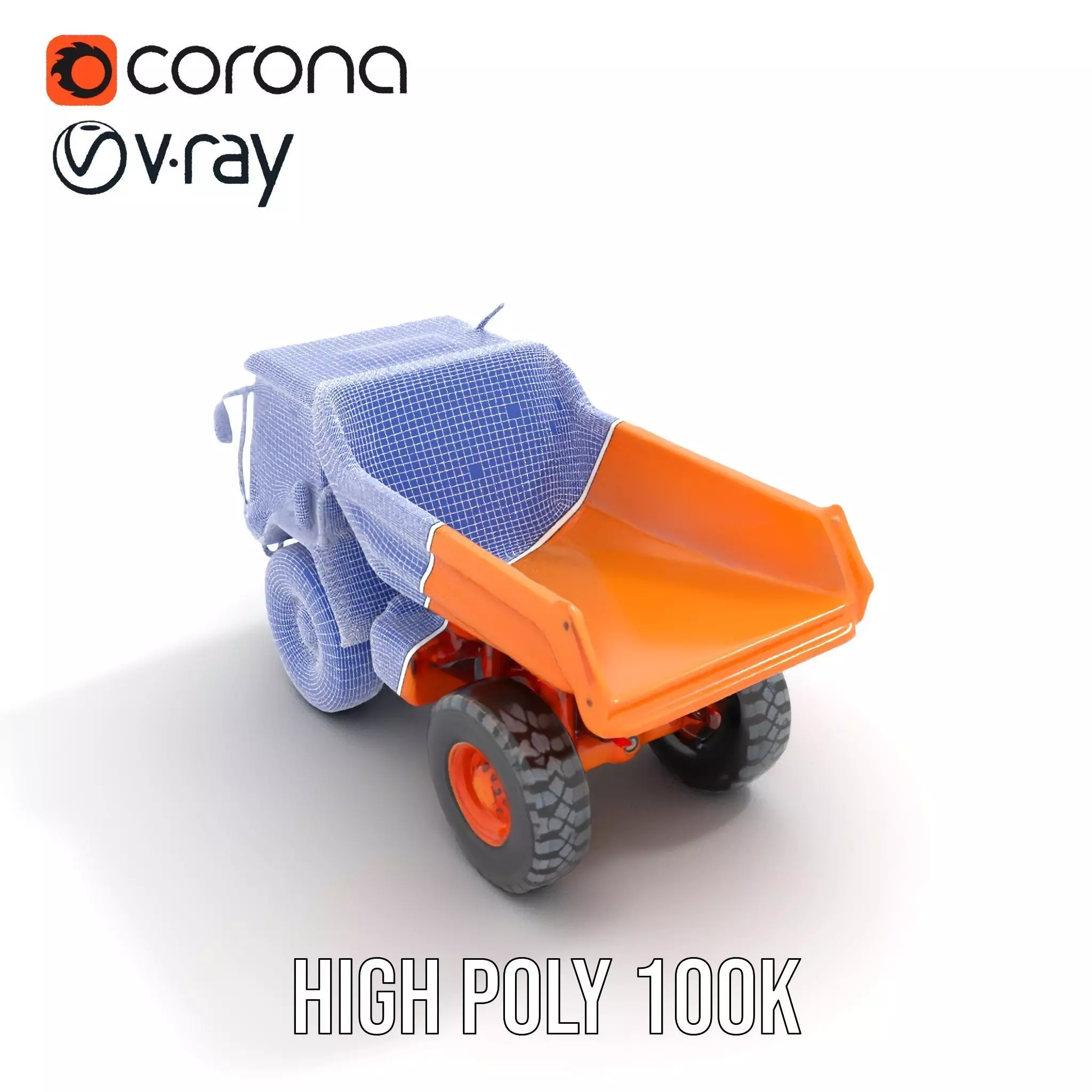 Orange Dump Truck model pack Low-poly 3D model_34