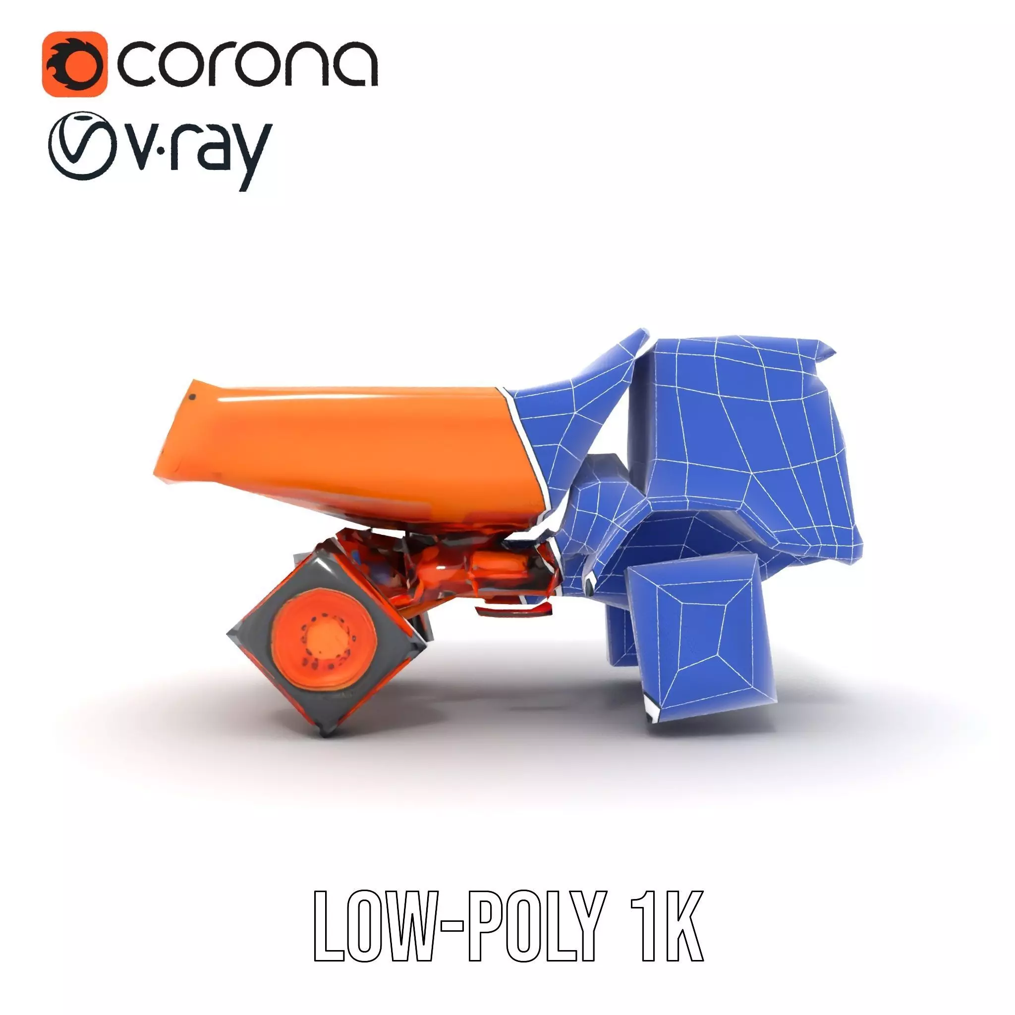 Orange Dump Truck model pack Low-poly 3D model_28