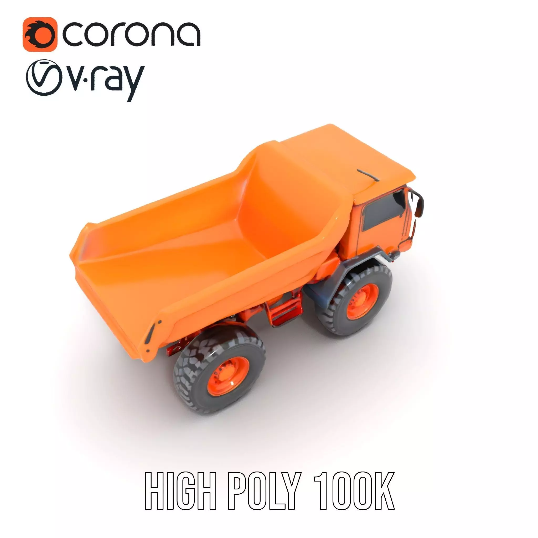 Orange Dump Truck model pack Low-poly 3D model_21