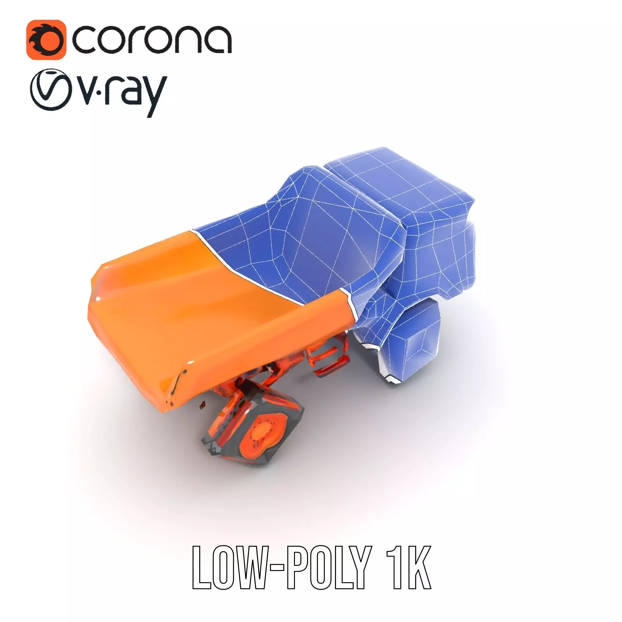 Orange Dump Truck model pack Low-poly 3D model_26