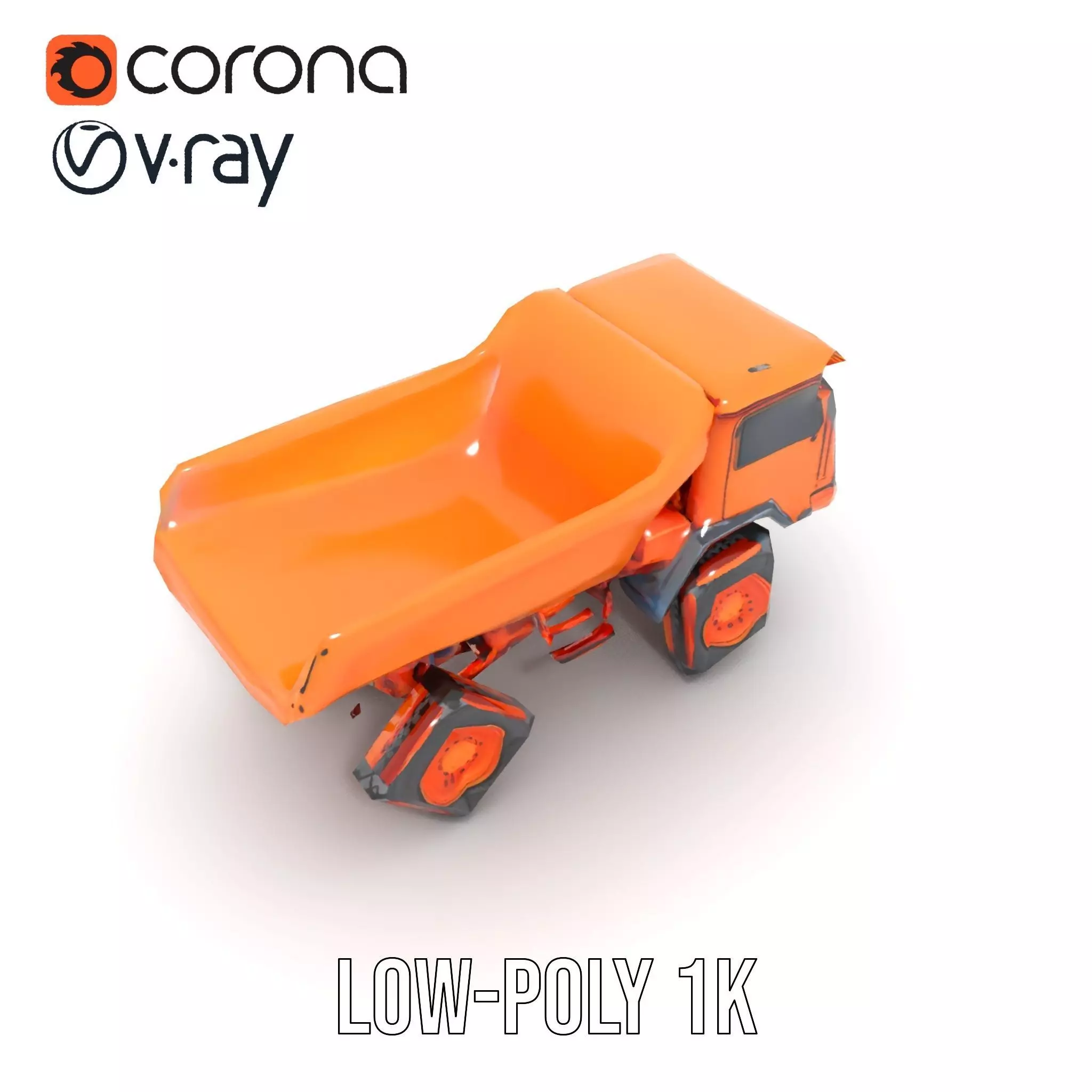 Orange Dump Truck model pack Low-poly 3D model_12