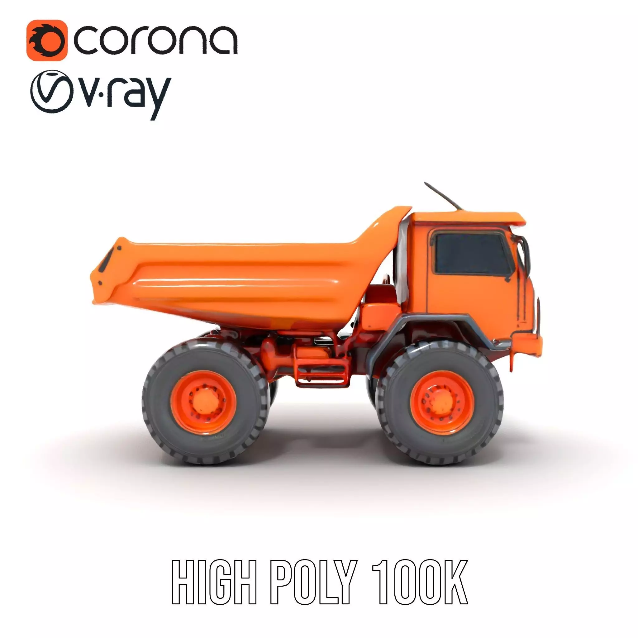Orange Dump Truck model pack Low-poly 3D model_24