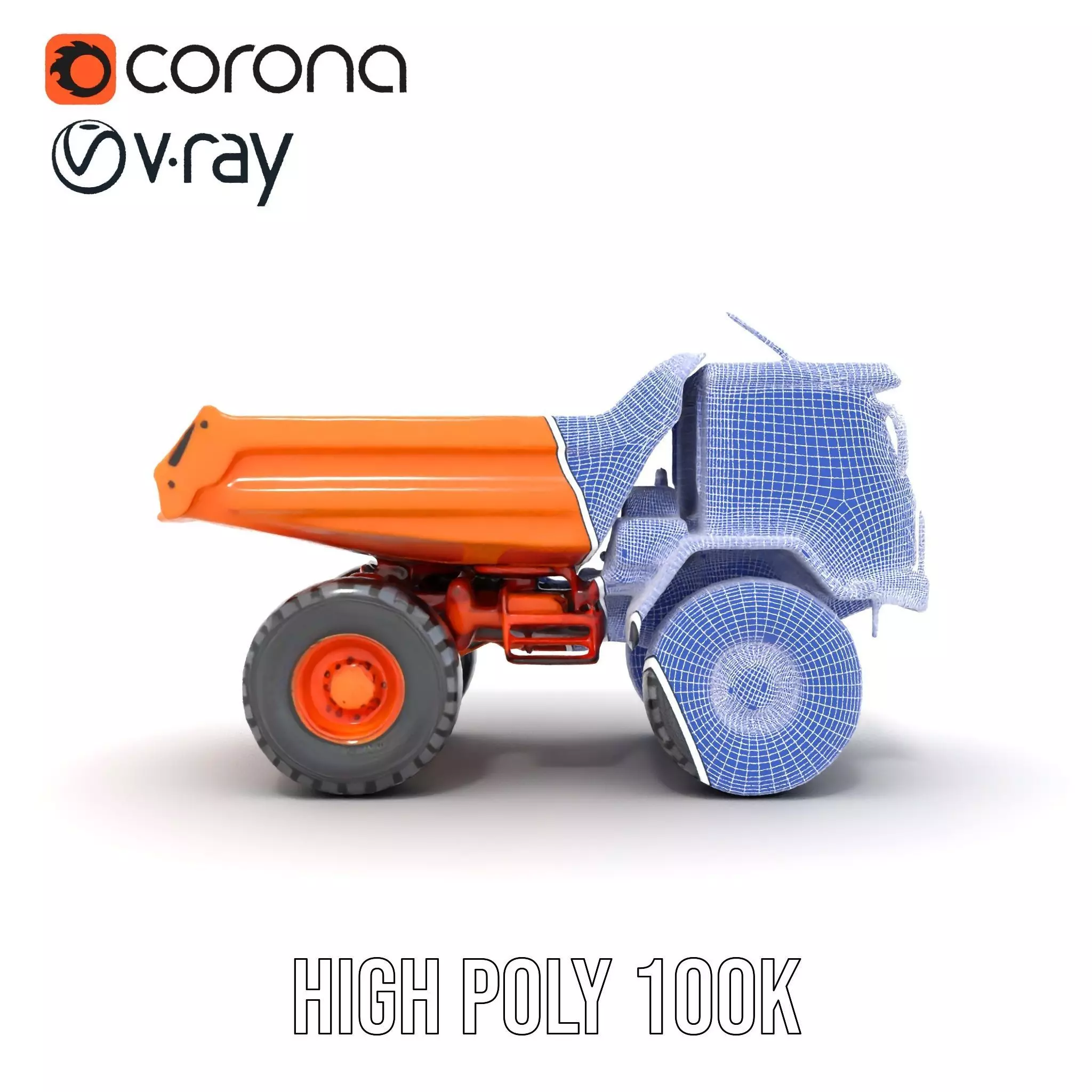 Orange Dump Truck model pack Low-poly 3D model_33
