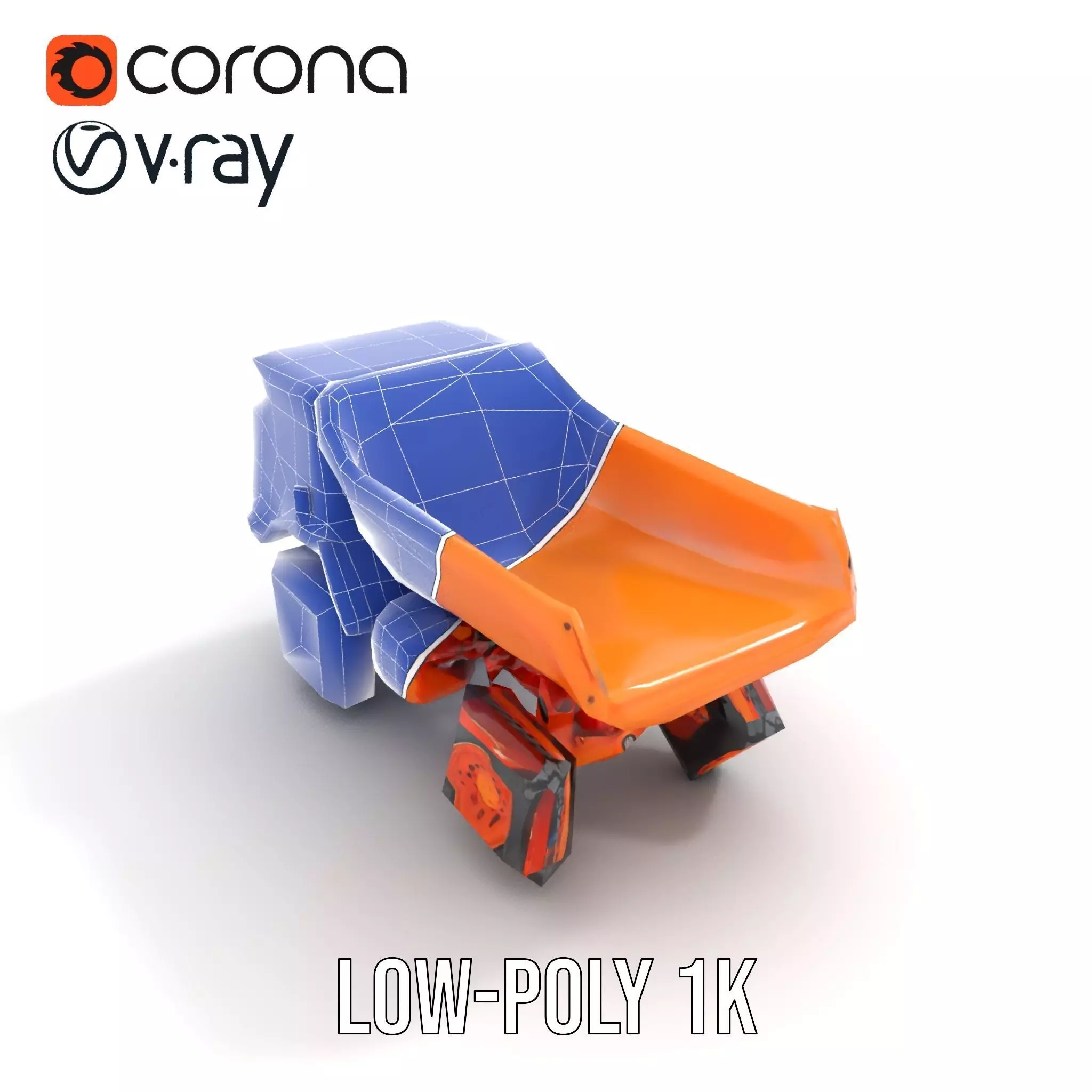 Orange Dump Truck model pack Low-poly 3D model_23