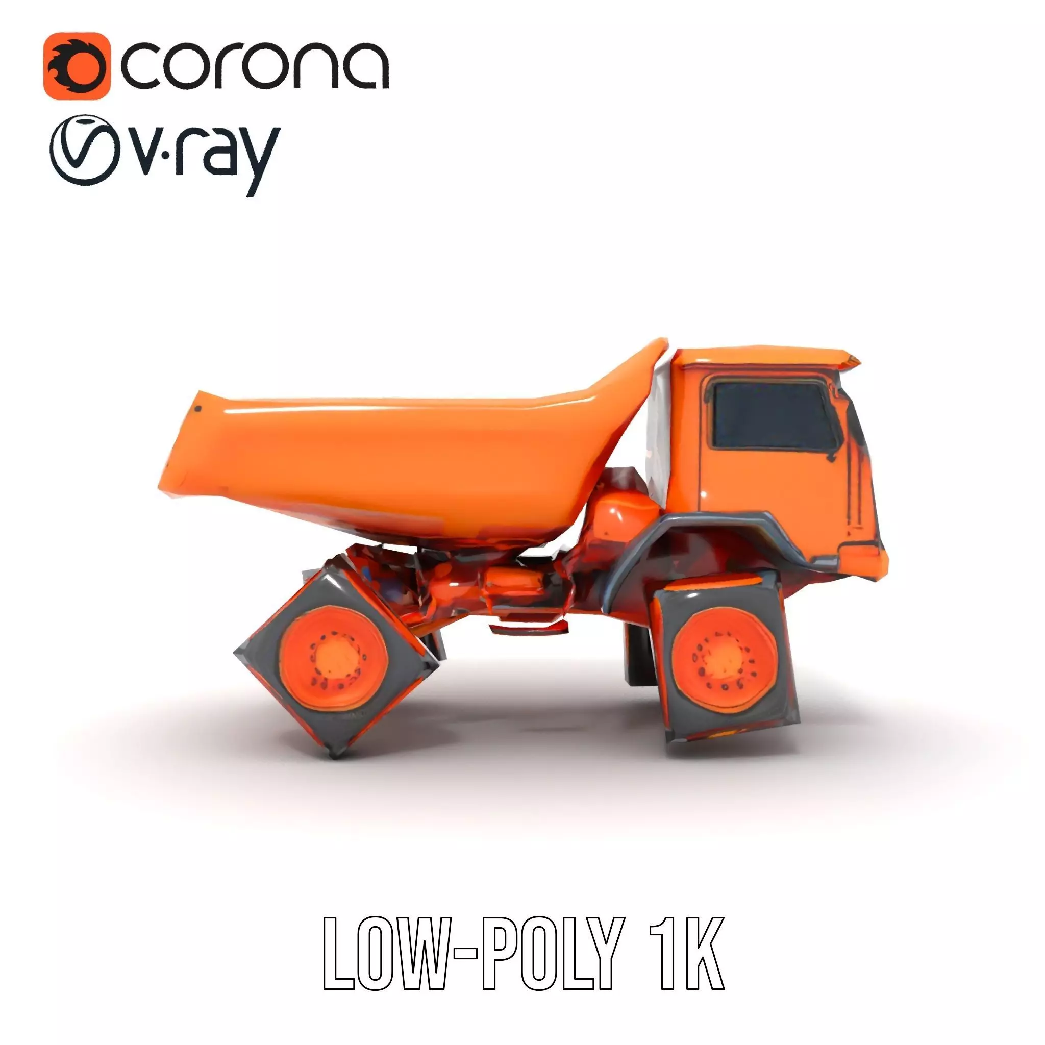 Orange Dump Truck model pack Low-poly 3D model_20