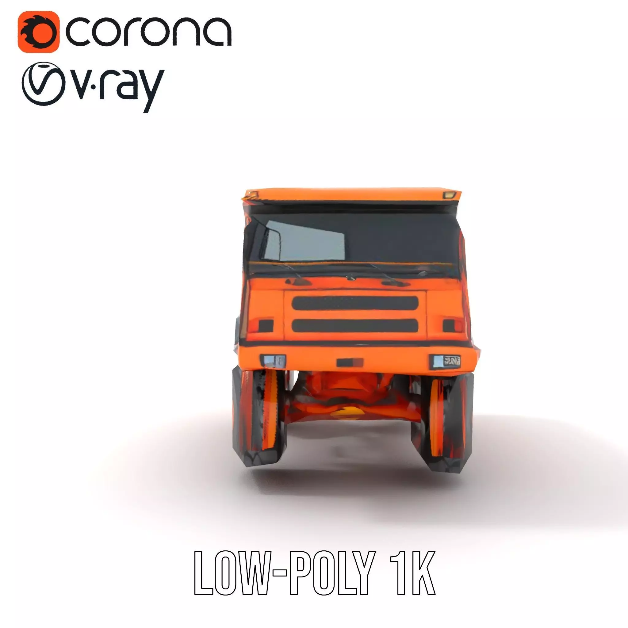 Orange Dump Truck model pack Low-poly 3D model_14