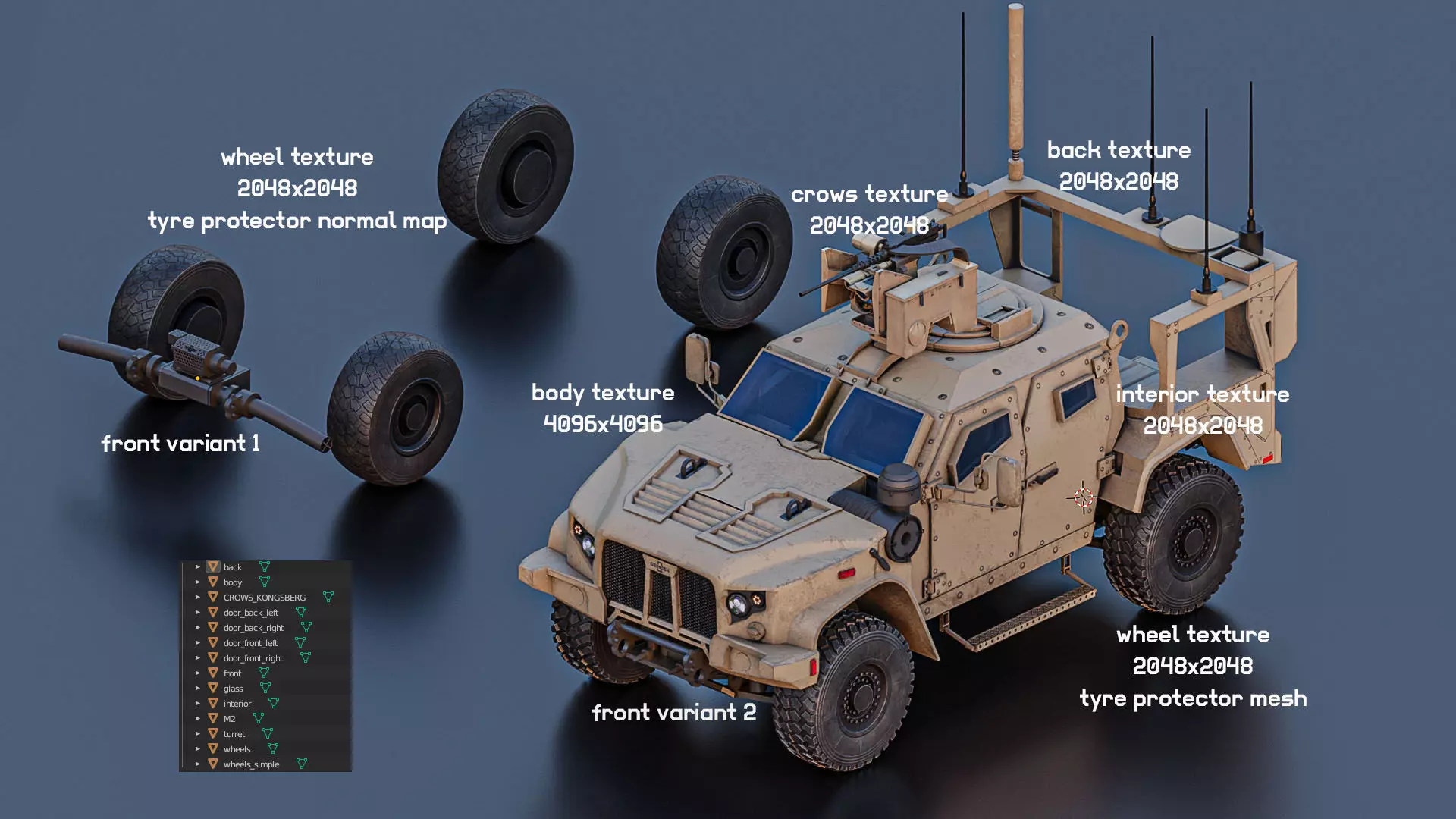 JLTV Oshkosh Crows Kongsberg Low-poly 3D model_1