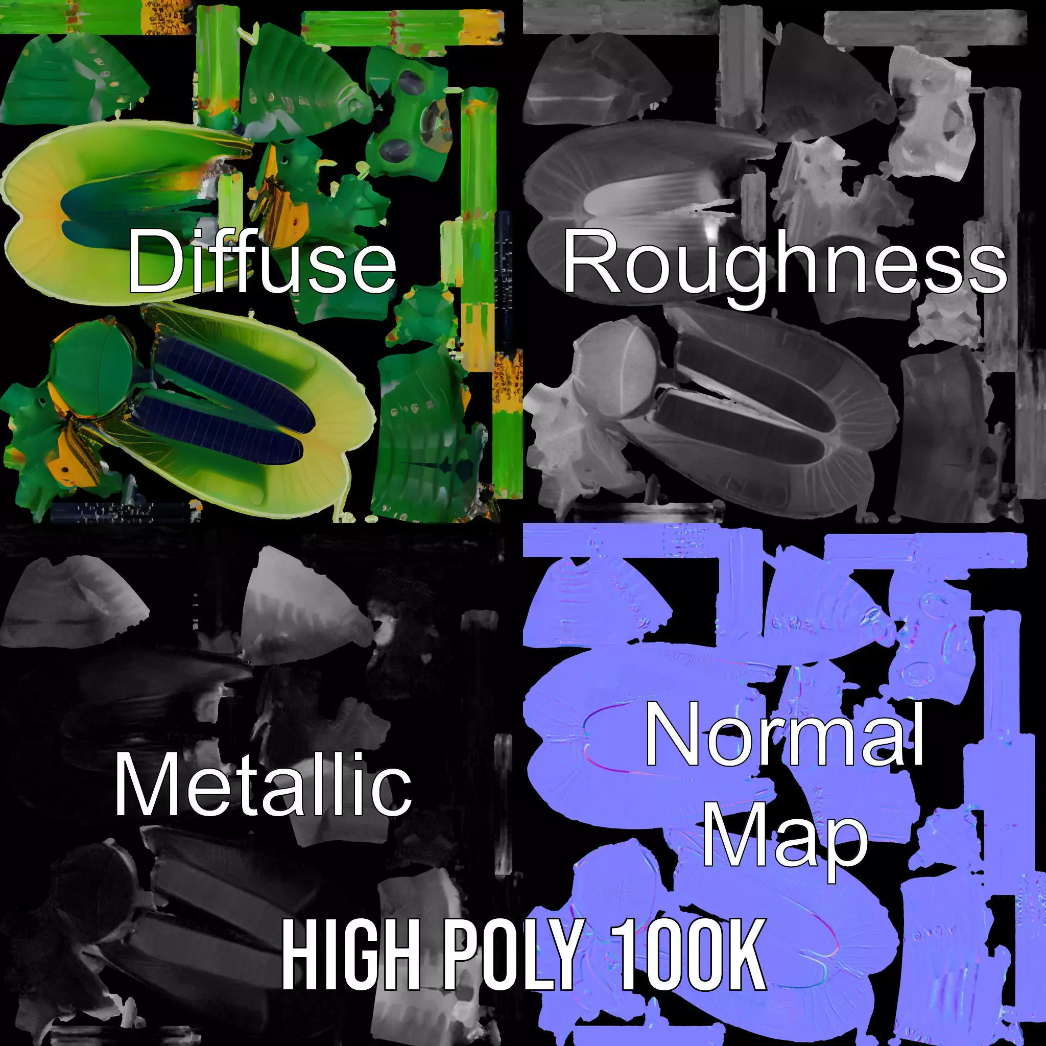 Green Insect Drone model pack Low-poly 3D model_3