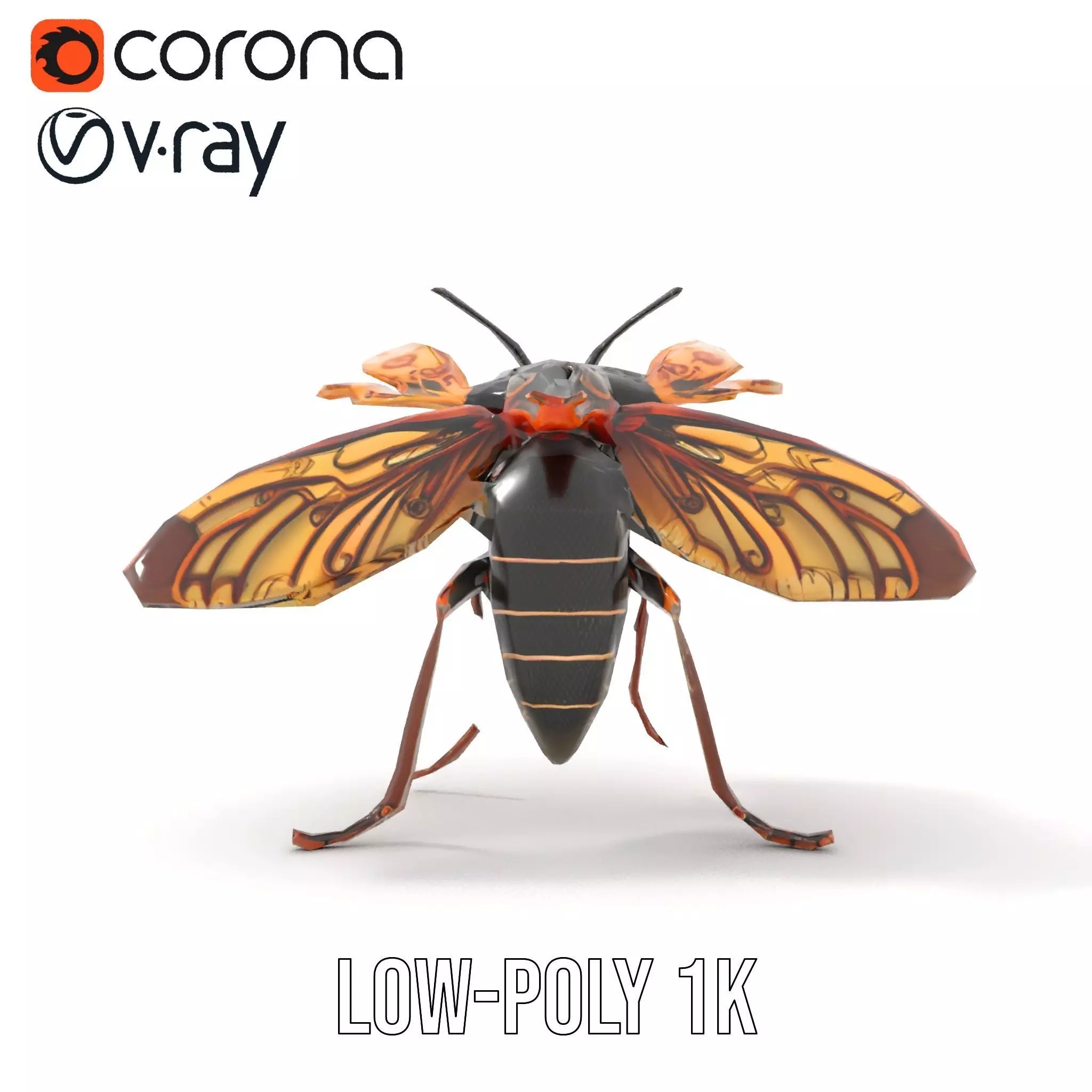 Steampunk Cicada model pack Low-poly 3D model_9