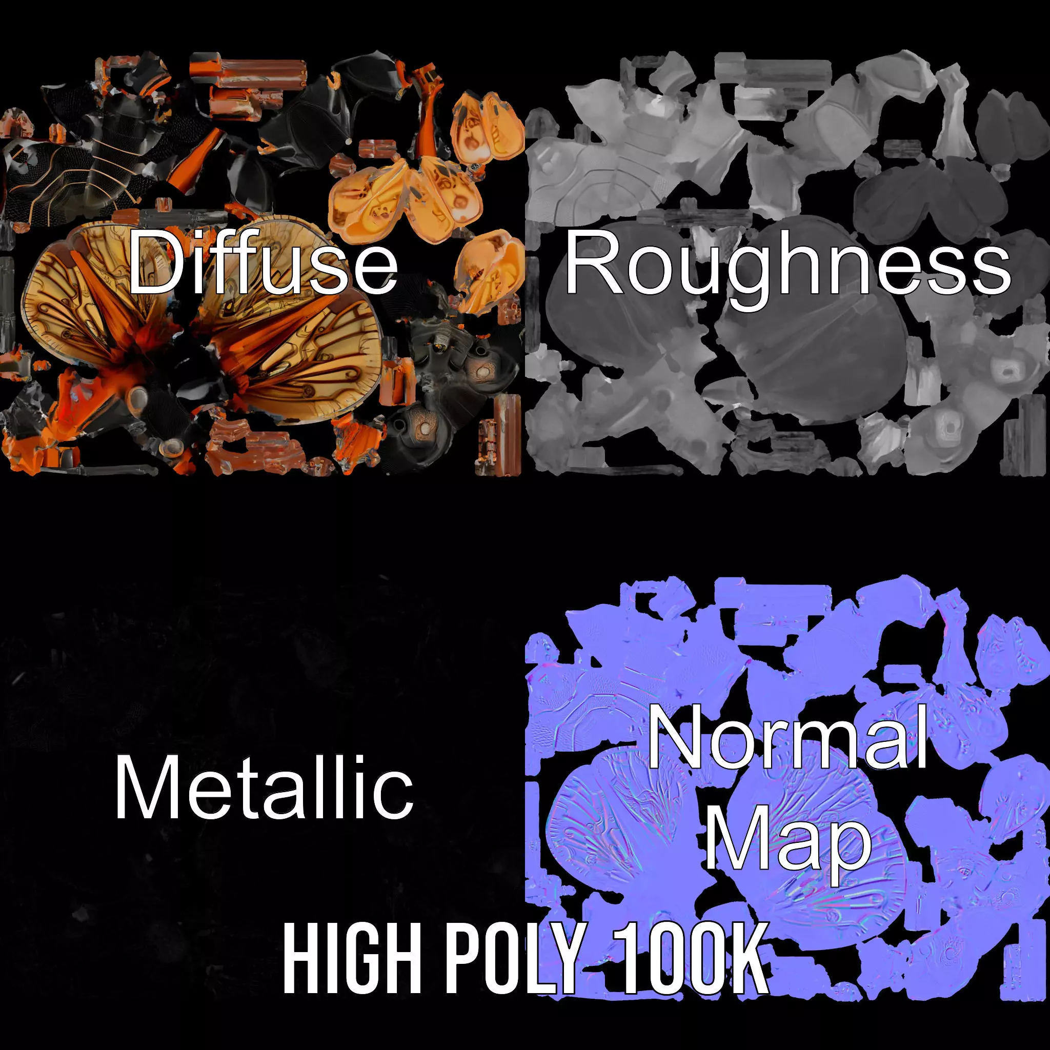 Steampunk Cicada model pack Low-poly 3D model_3