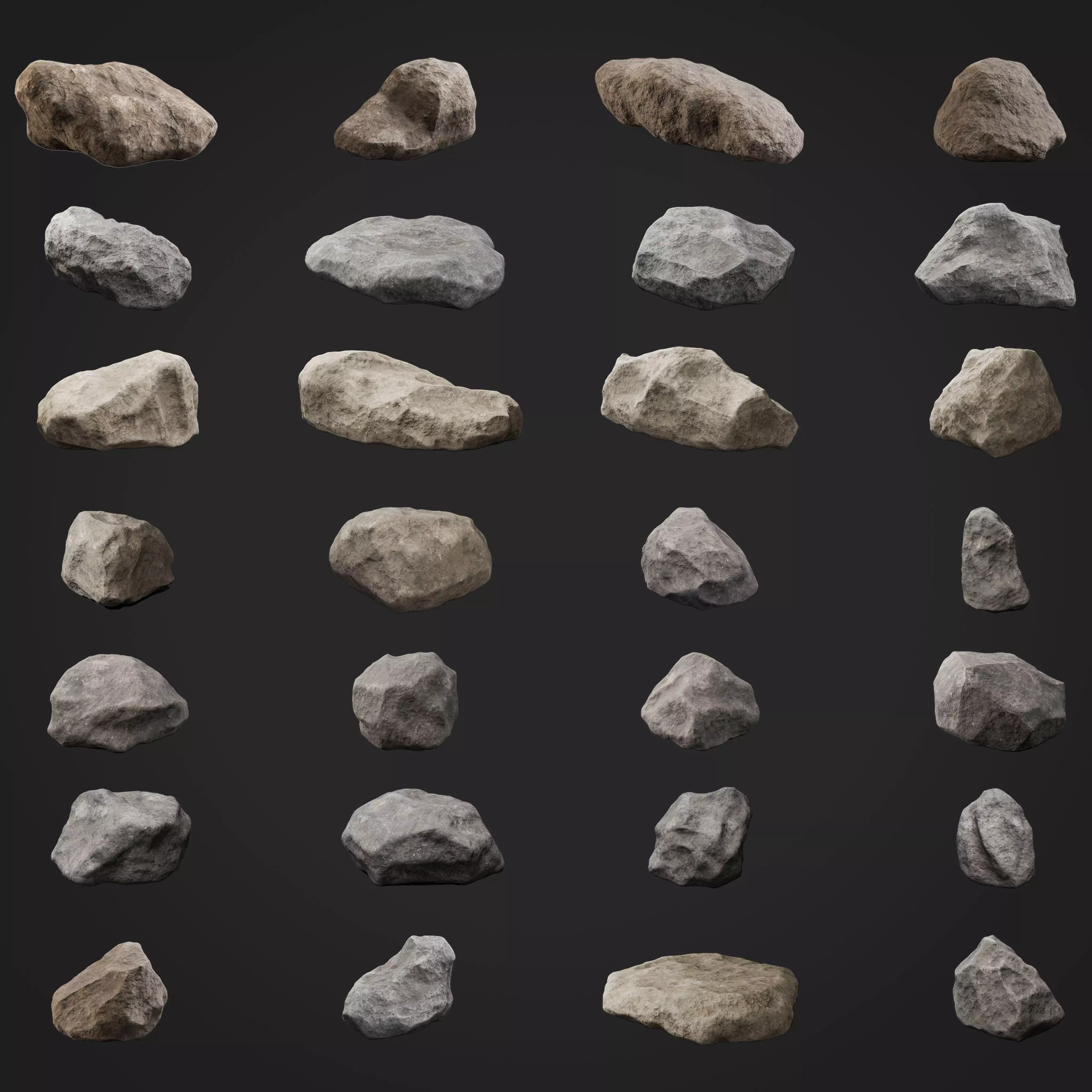 30 Low poly Rock Collection 3D model_0