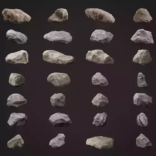 30 Low poly Rock Collection 3D model