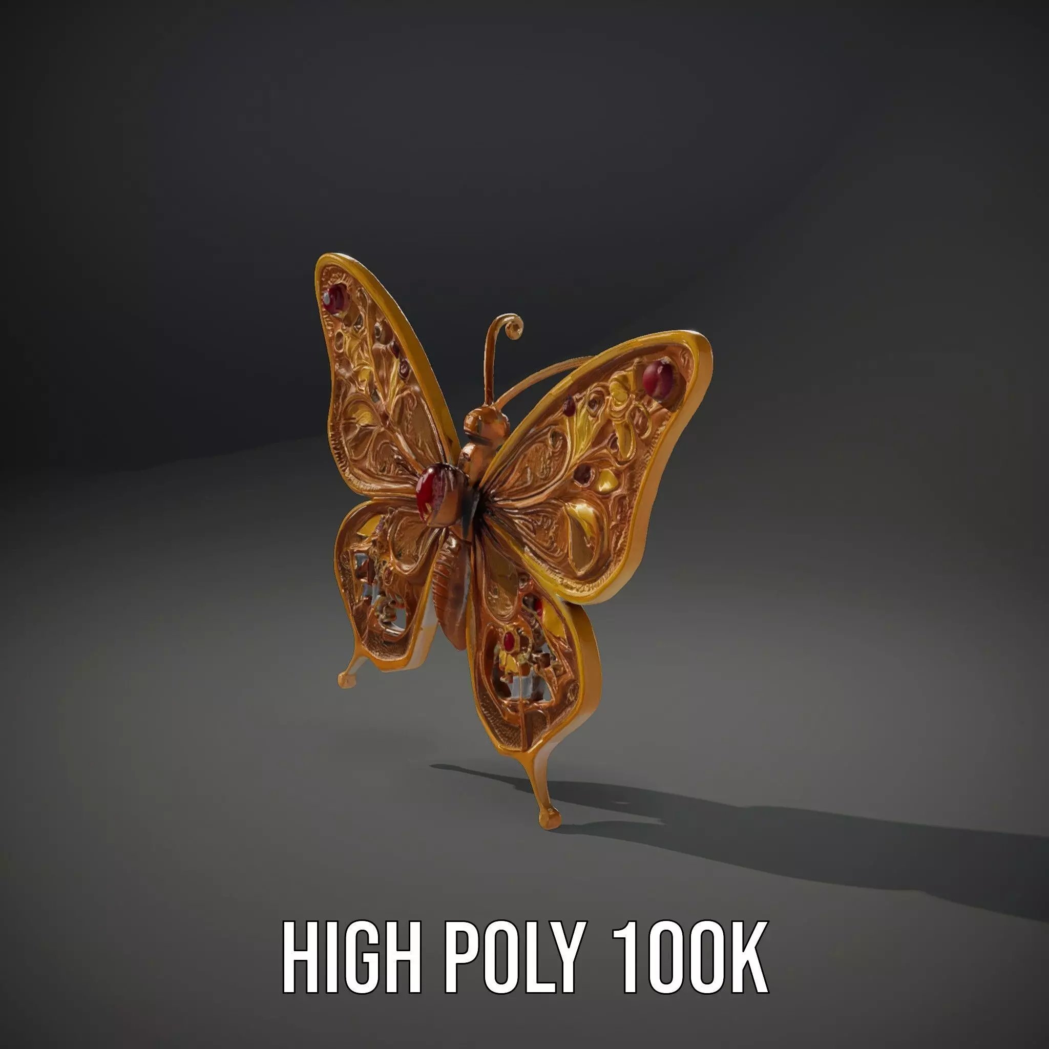Golden Jewel Butterfly model pack Low-poly 3D model_10