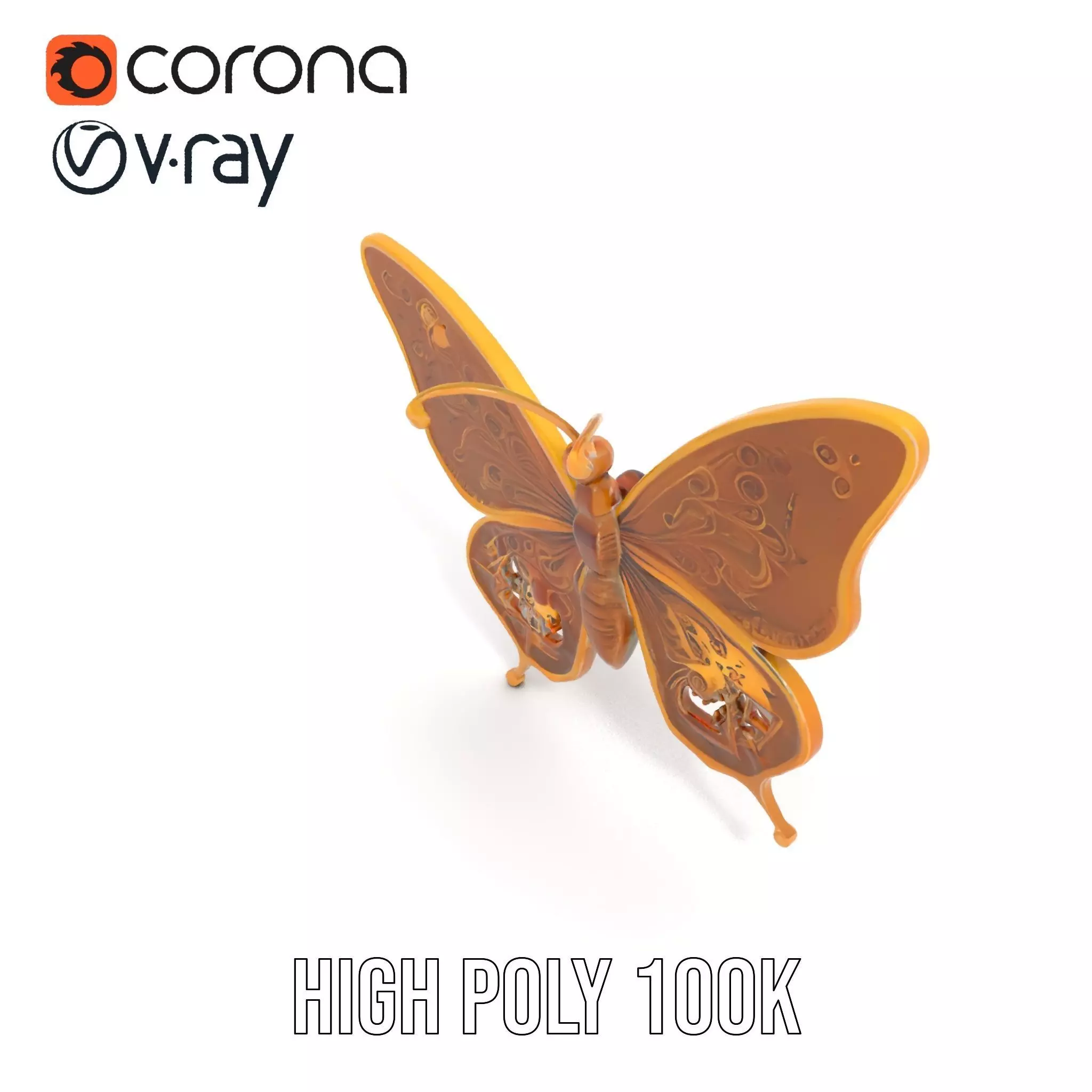 Golden Jewel Butterfly model pack Low-poly 3D model_26