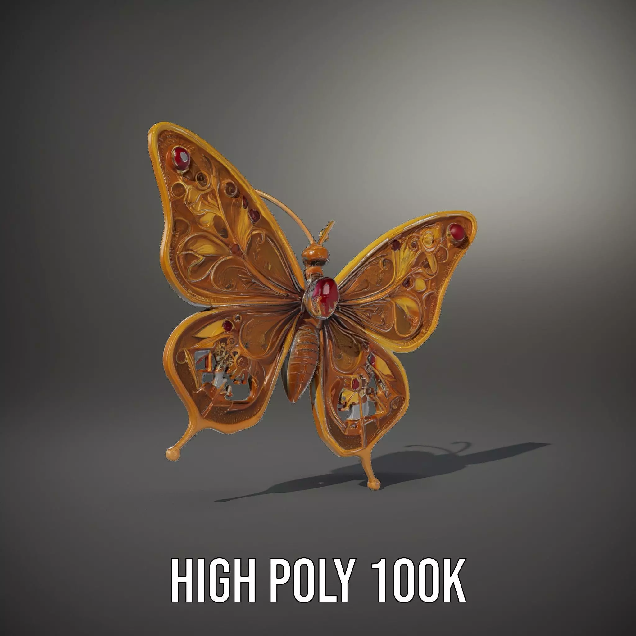 Golden Jewel Butterfly model pack Low-poly 3D model_8