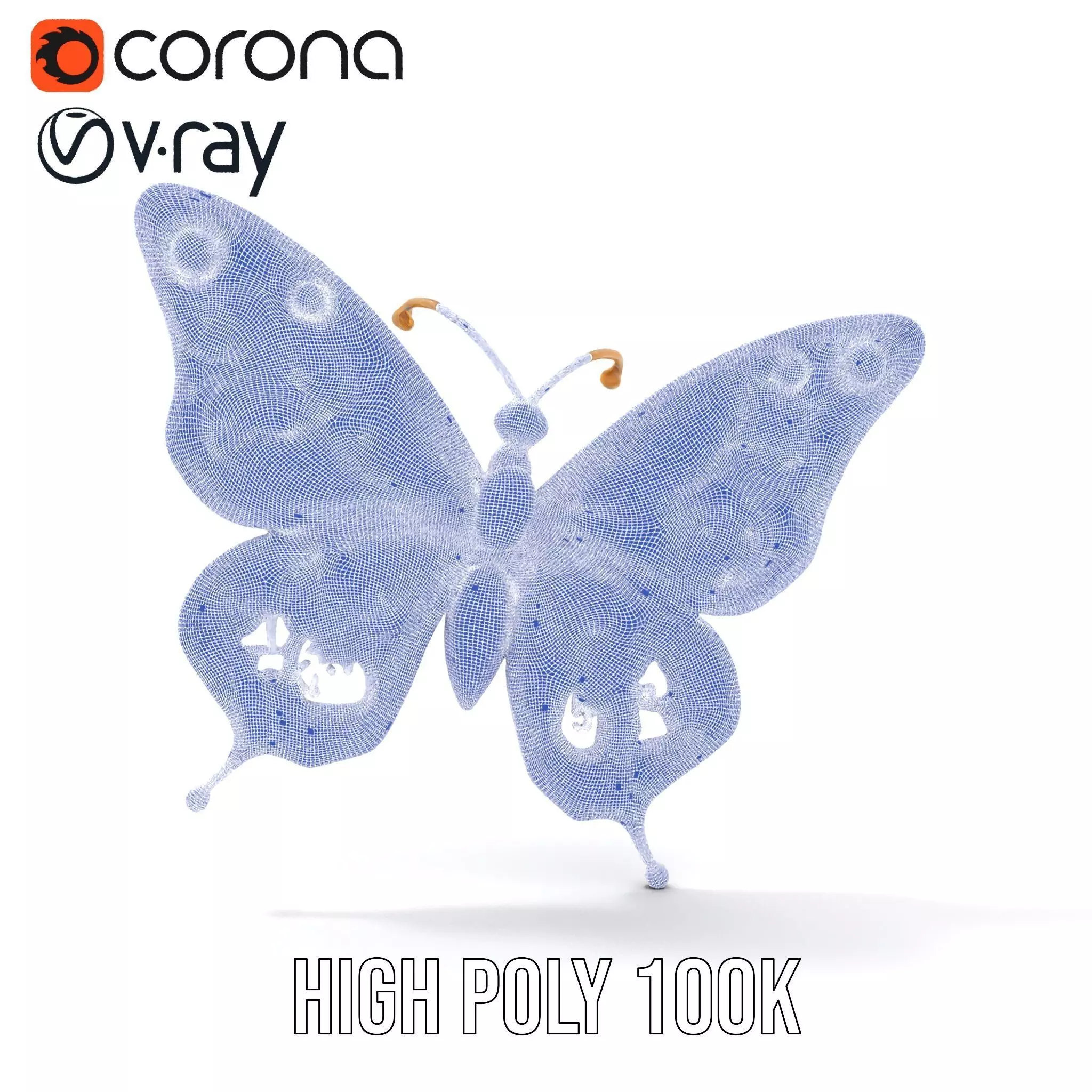 Golden Jewel Butterfly model pack Low-poly 3D model_32