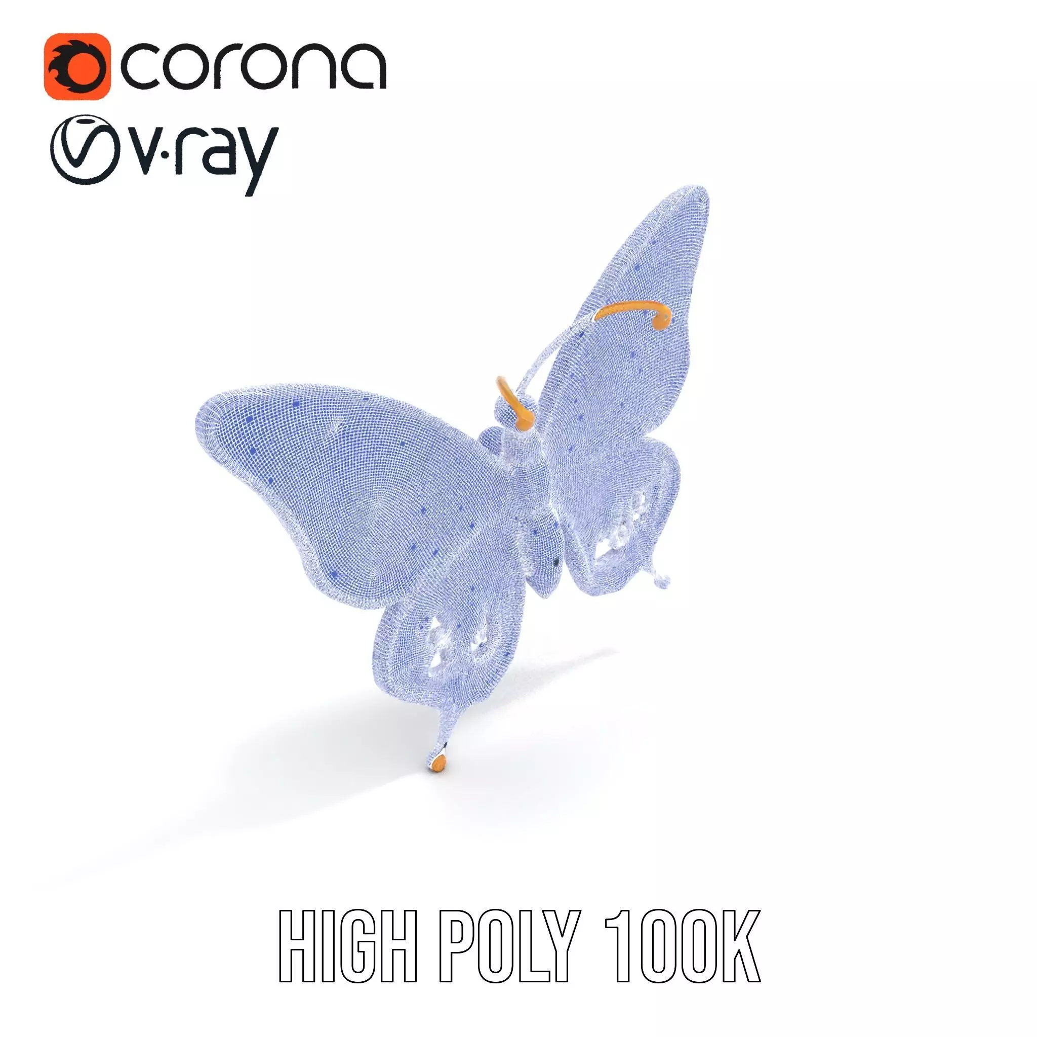 Golden Jewel Butterfly model pack Low-poly 3D model_15