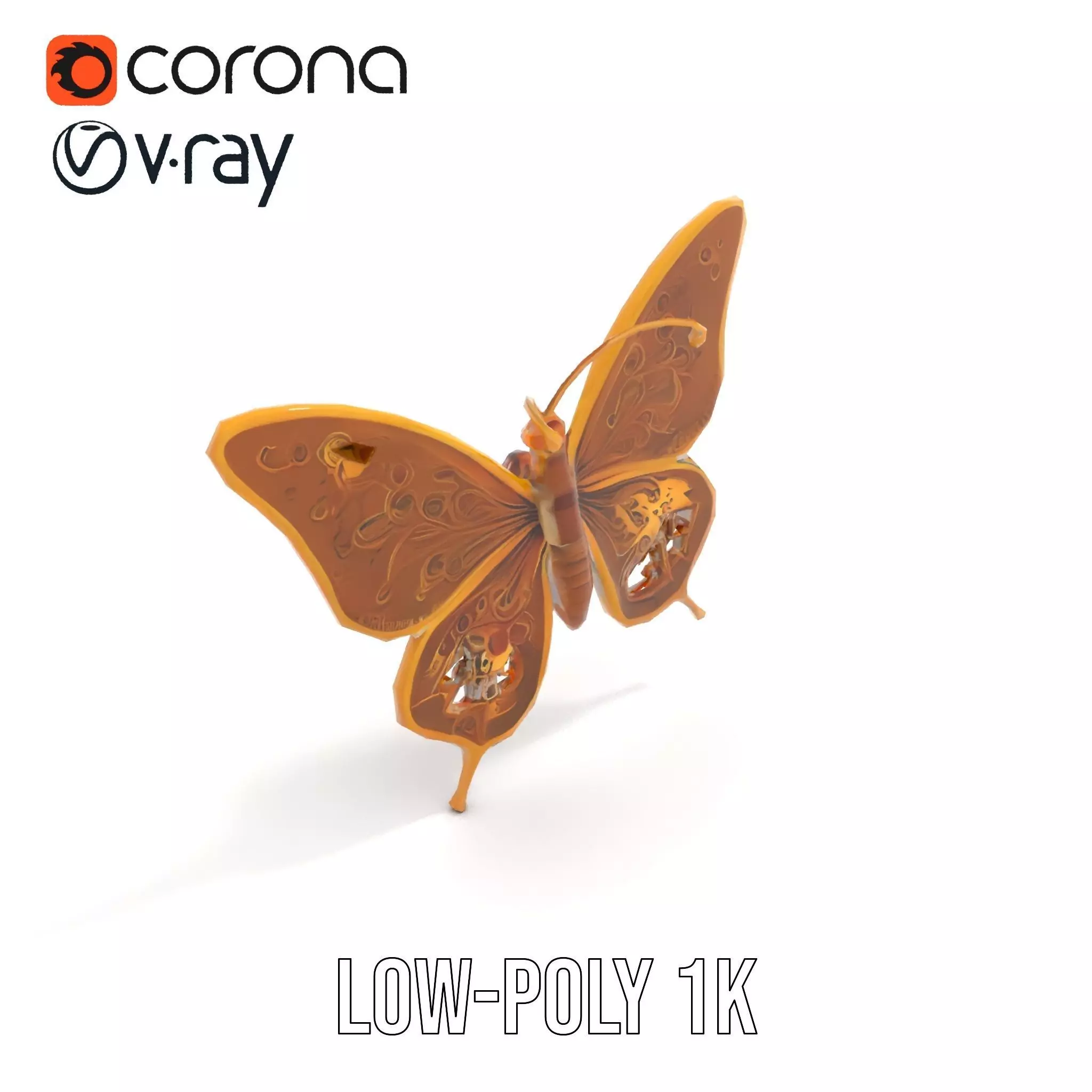 Golden Jewel Butterfly model pack Low-poly 3D model_9