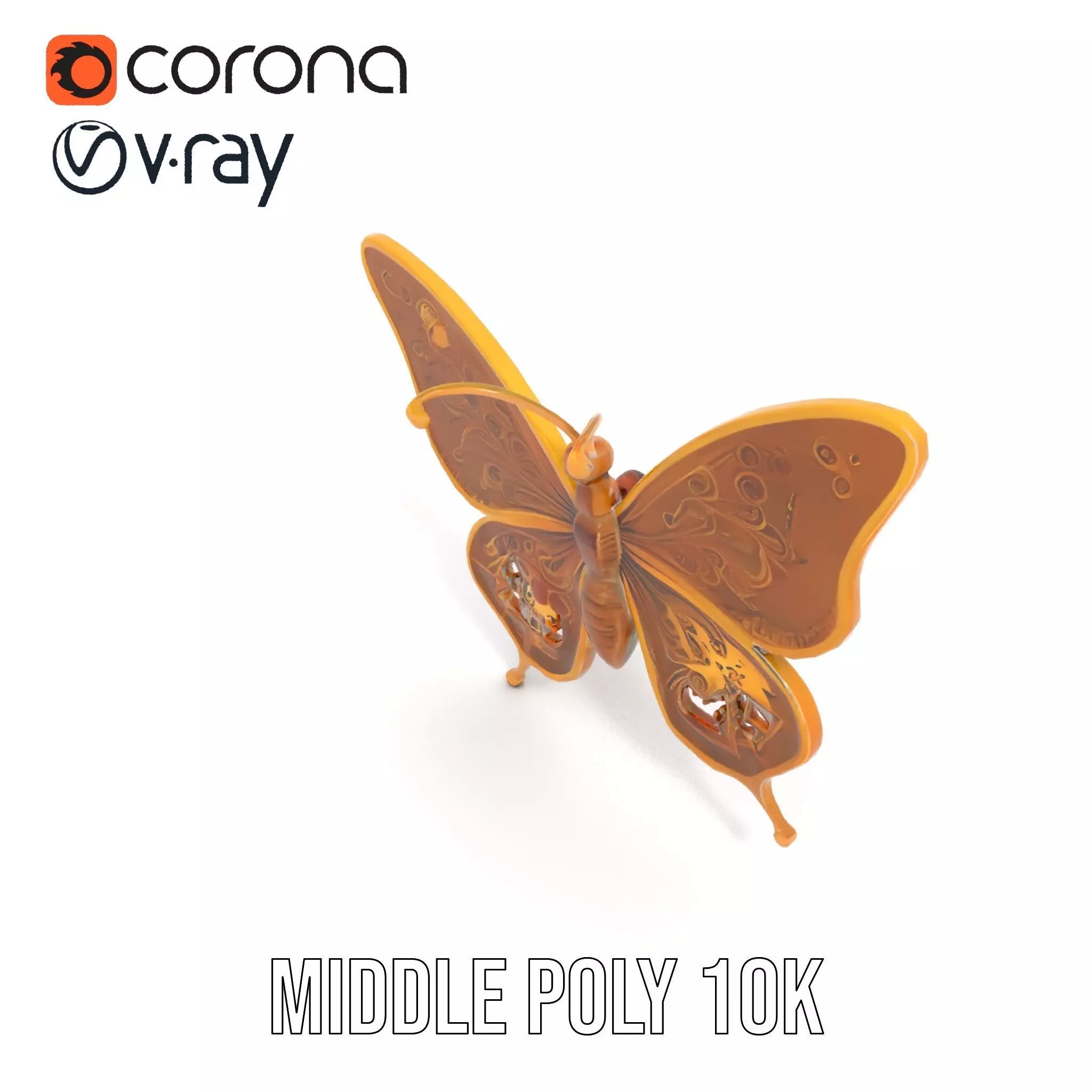 Golden Jewel Butterfly model pack Low-poly 3D model_6