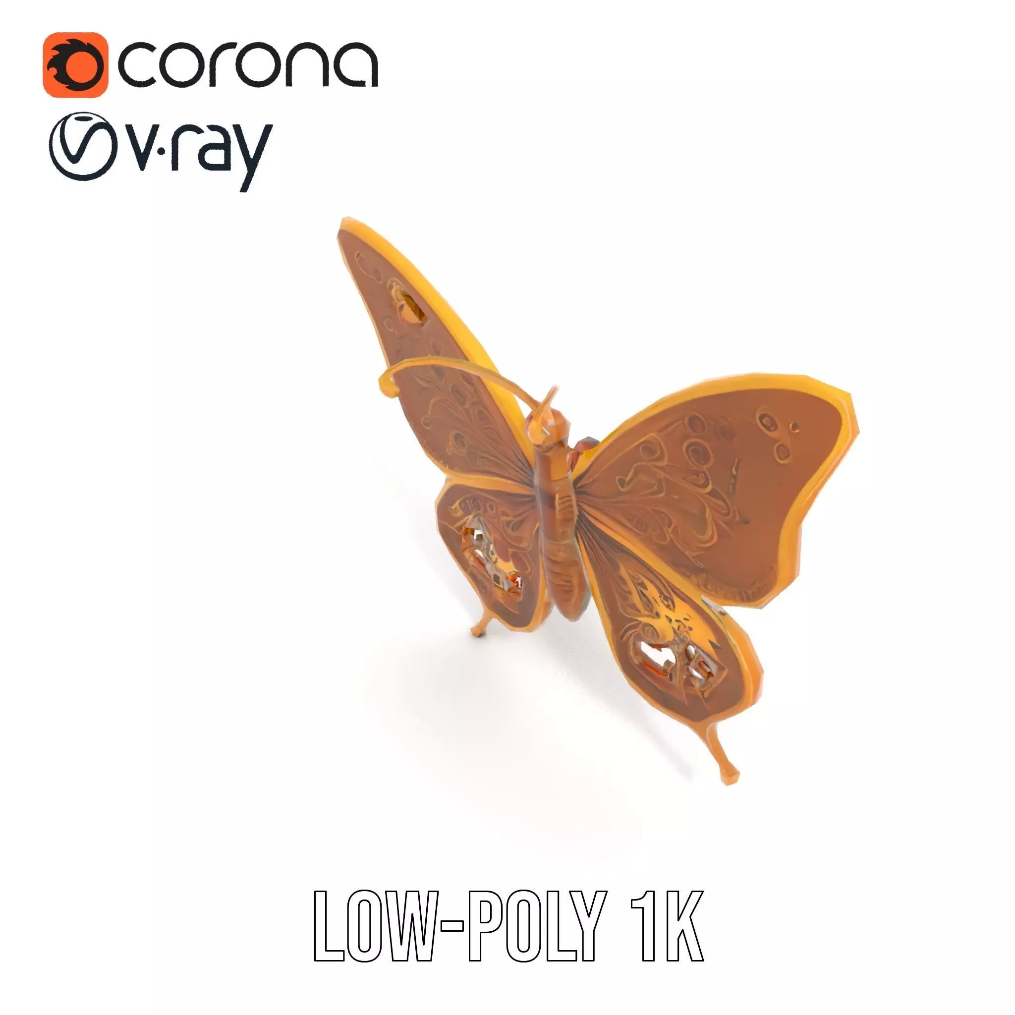 Golden Jewel Butterfly model pack Low-poly 3D model_14