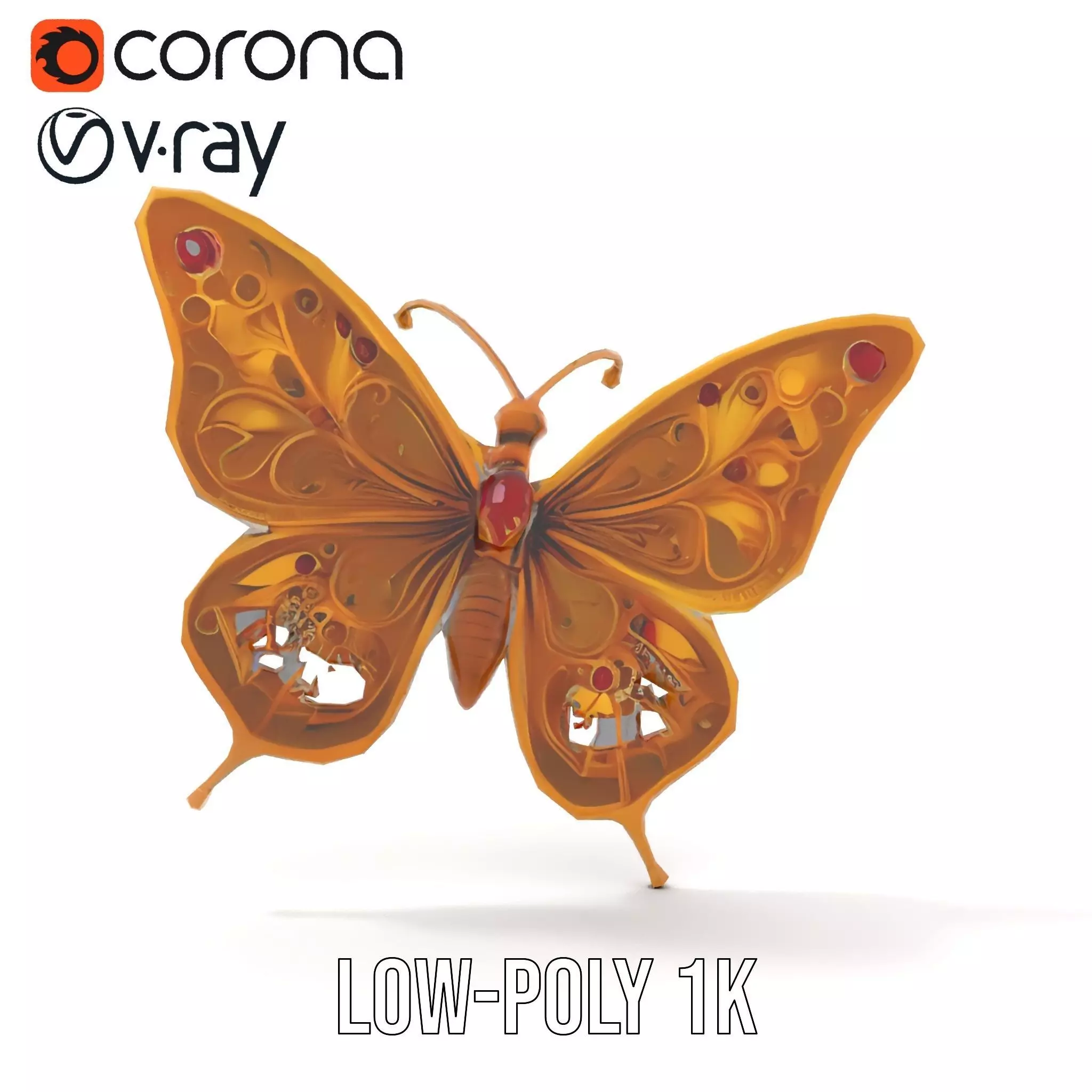 Golden Jewel Butterfly model pack Low-poly 3D model_19