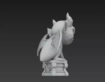 3D Model of Gray Gargoyle Gothic Statue Halloween Horror Decor 3D print model_11