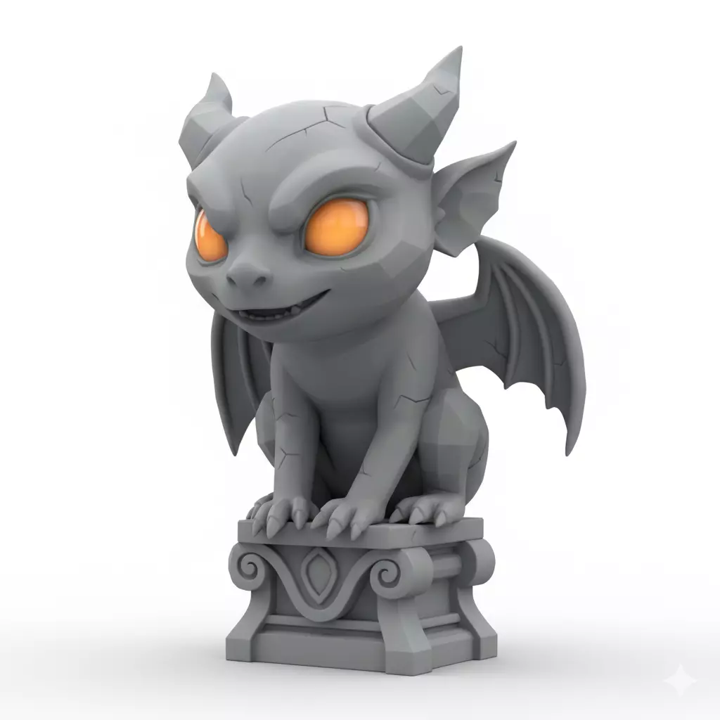 3D Model of Gray Gargoyle Gothic Statue Halloween Horror Decor 3D print model_0