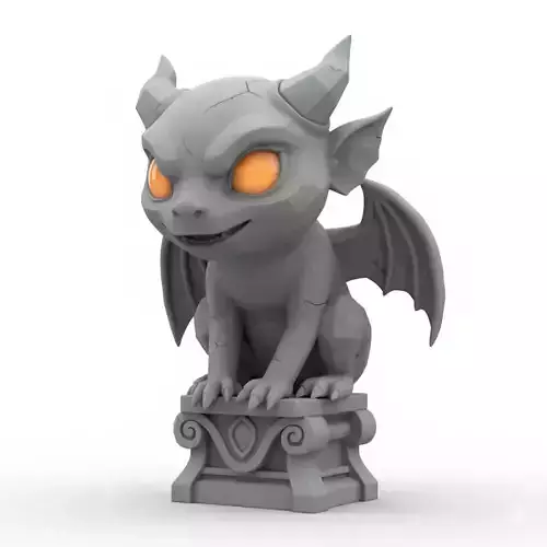3D Model of Gray Gargoyle Gothic Statue Halloween Horror Decor