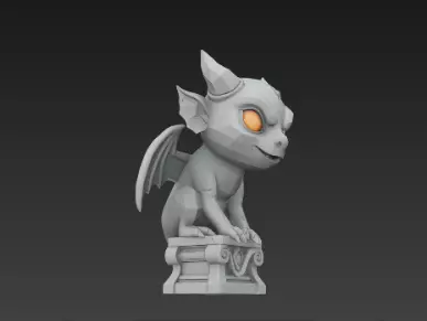 3D Model of Gray Gargoyle Gothic Statue Halloween Horror Decor 3D print model_7
