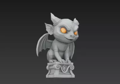 3D Model of Gray Gargoyle Gothic Statue Halloween Horror Decor 3D print model_5