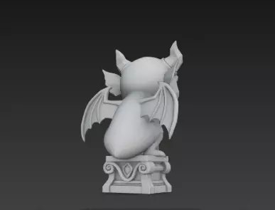 3D Model of Gray Gargoyle Gothic Statue Halloween Horror Decor 3D print model_13