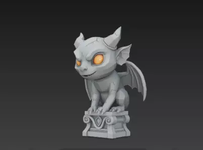3D Model of Gray Gargoyle Gothic Statue Halloween Horror Decor 3D print model_19
