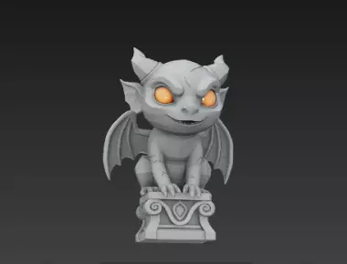 3D Model of Gray Gargoyle Gothic Statue Halloween Horror Decor 3D print model_4