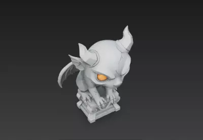 3D Model of Gray Gargoyle Gothic Statue Halloween Horror Decor 3D print model_23