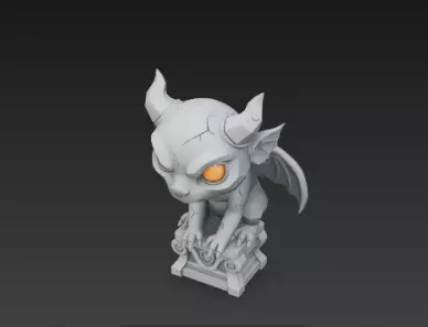 3D Model of Gray Gargoyle Gothic Statue Halloween Horror Decor 3D print model_21