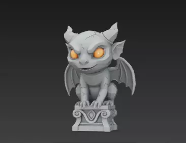 3D Model of Gray Gargoyle Gothic Statue Halloween Horror Decor 3D print model_20