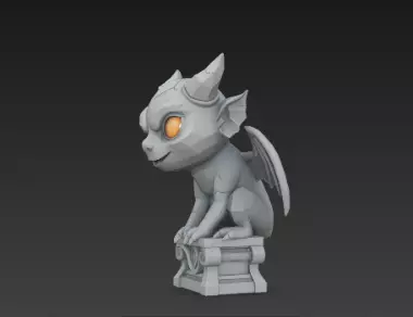 3D Model of Gray Gargoyle Gothic Statue Halloween Horror Decor 3D print model_18