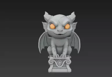3D Model of Gray Gargoyle Gothic Statue Halloween Horror Decor 3D print model_1