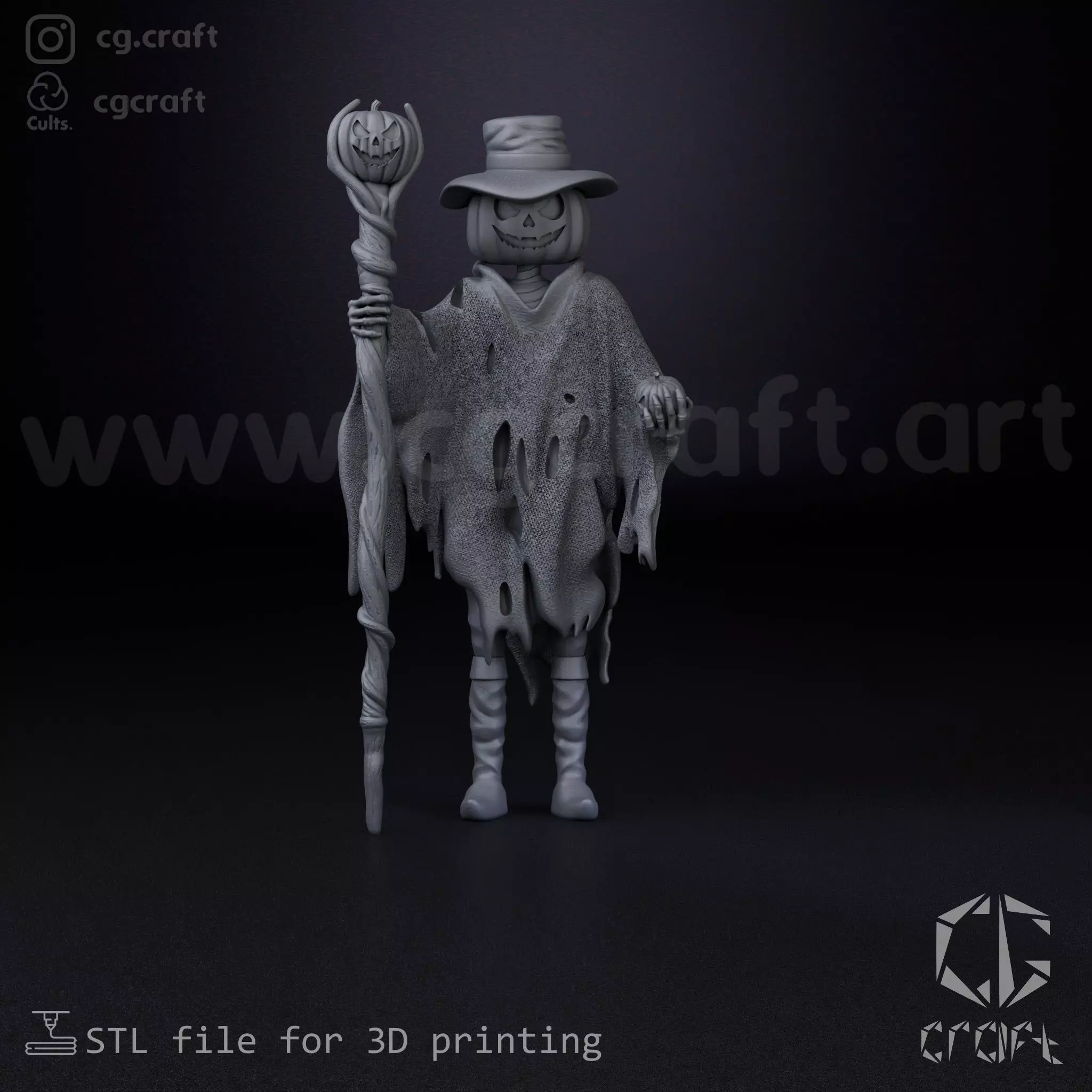 Pumpkin Scarecrow 3D print model_1
