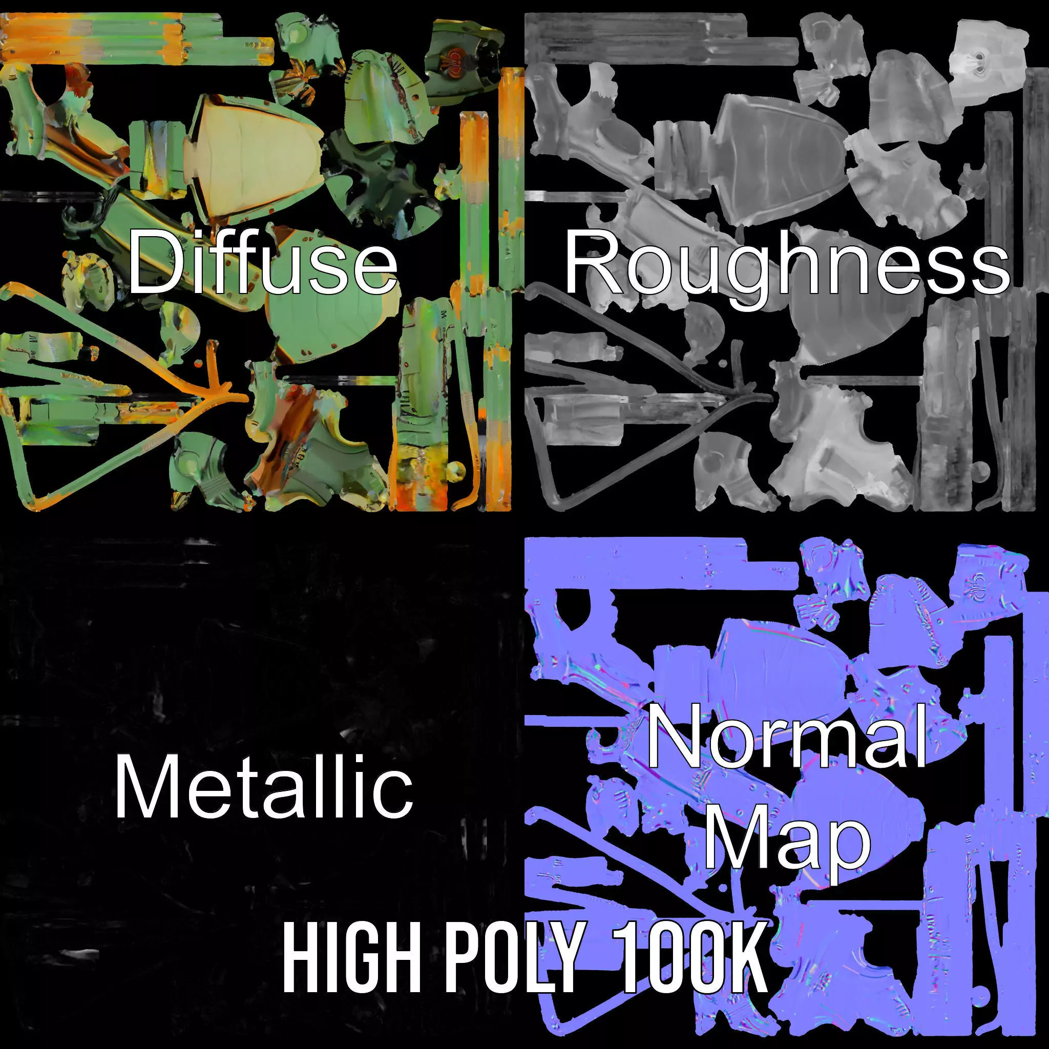 Mechanical Mantis model pack Low-poly 3D model_3