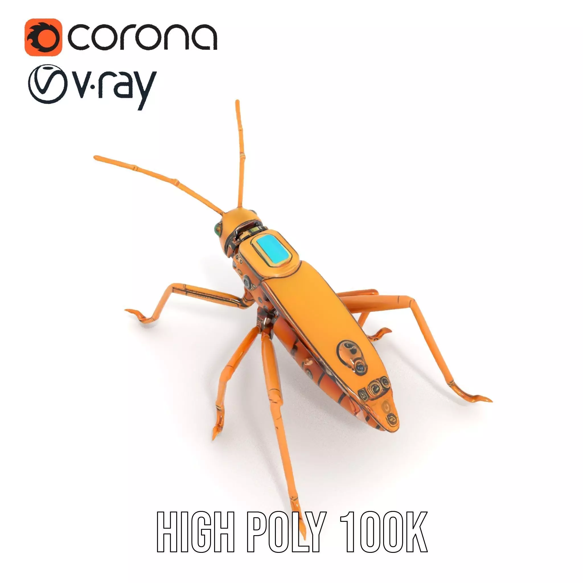 Golden Mechanical Insect model pack Low-poly 3D model_26