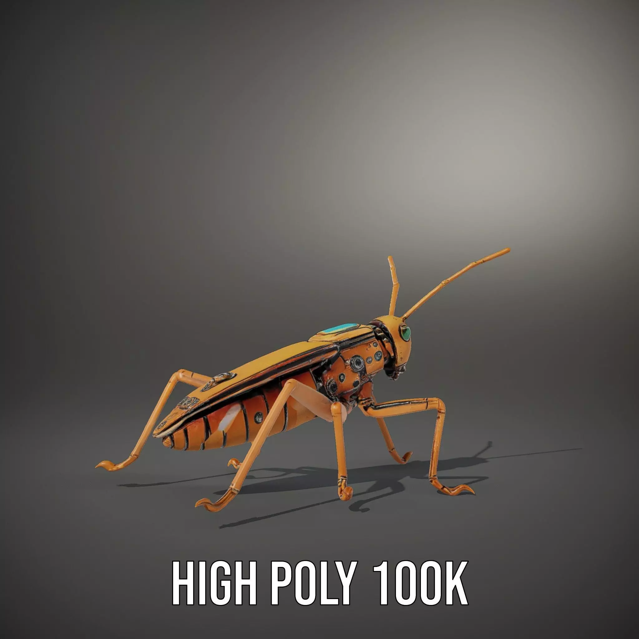 Golden Mechanical Insect model pack Low-poly 3D model_10